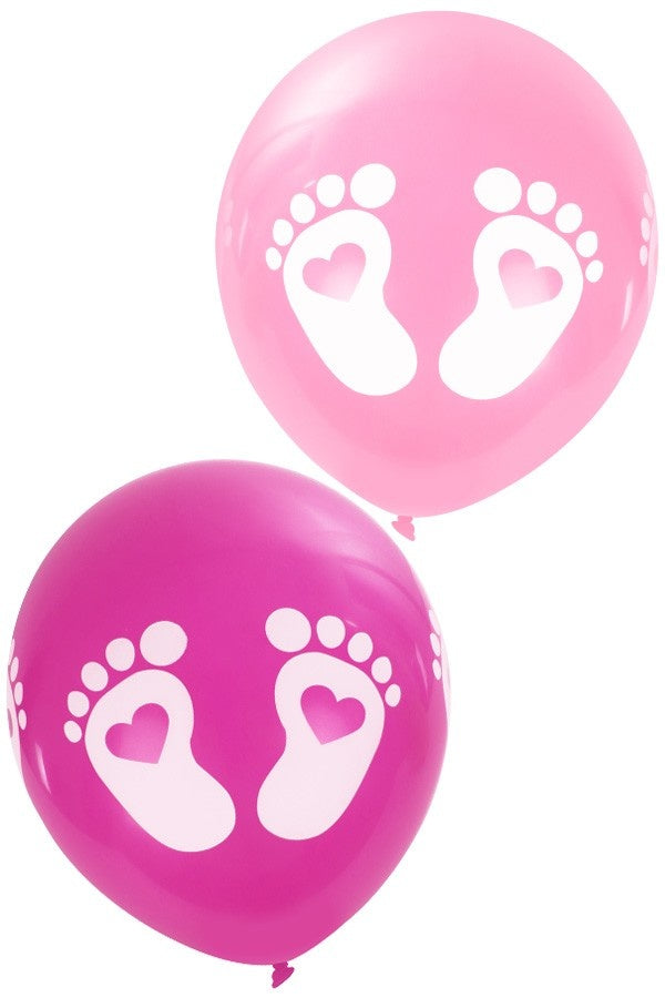 Ballonnen - Baby Voetjes - Roze - 8st.