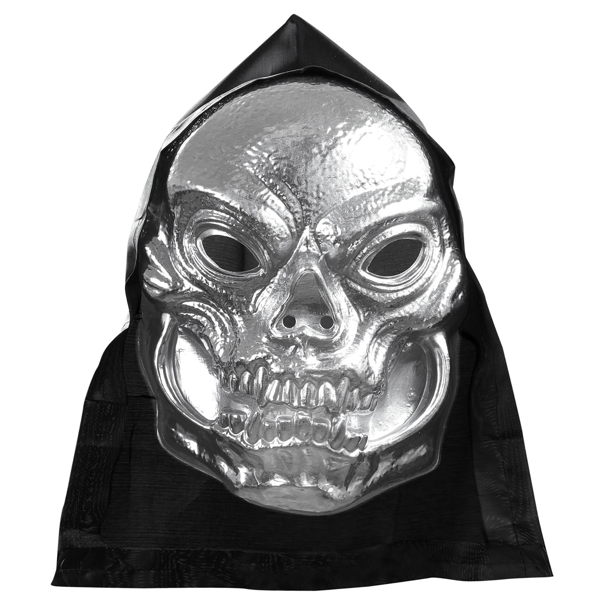 Accessoires voor Halloween schedelmasker metalic met kap