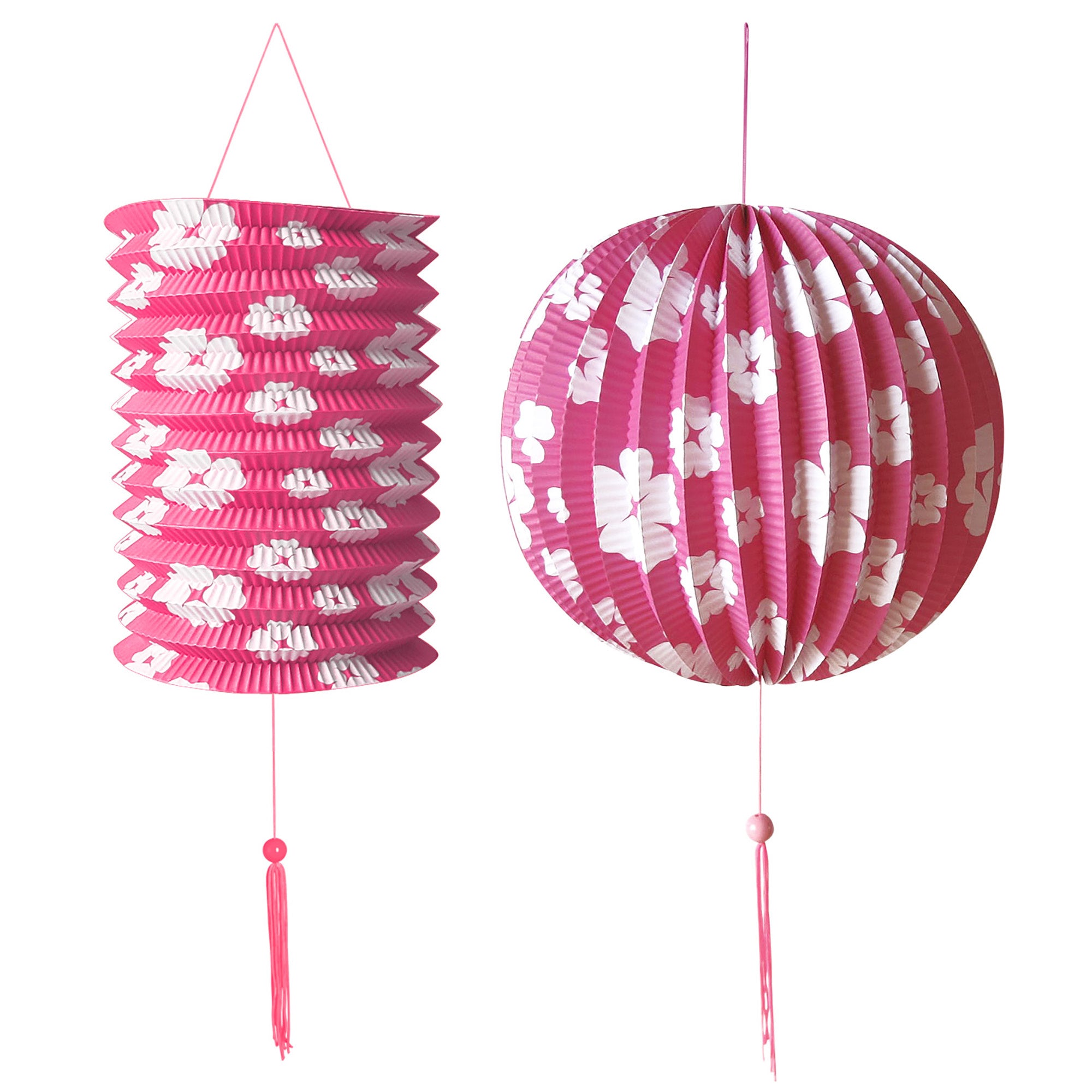 Roze lampionnen set van 2 stuks