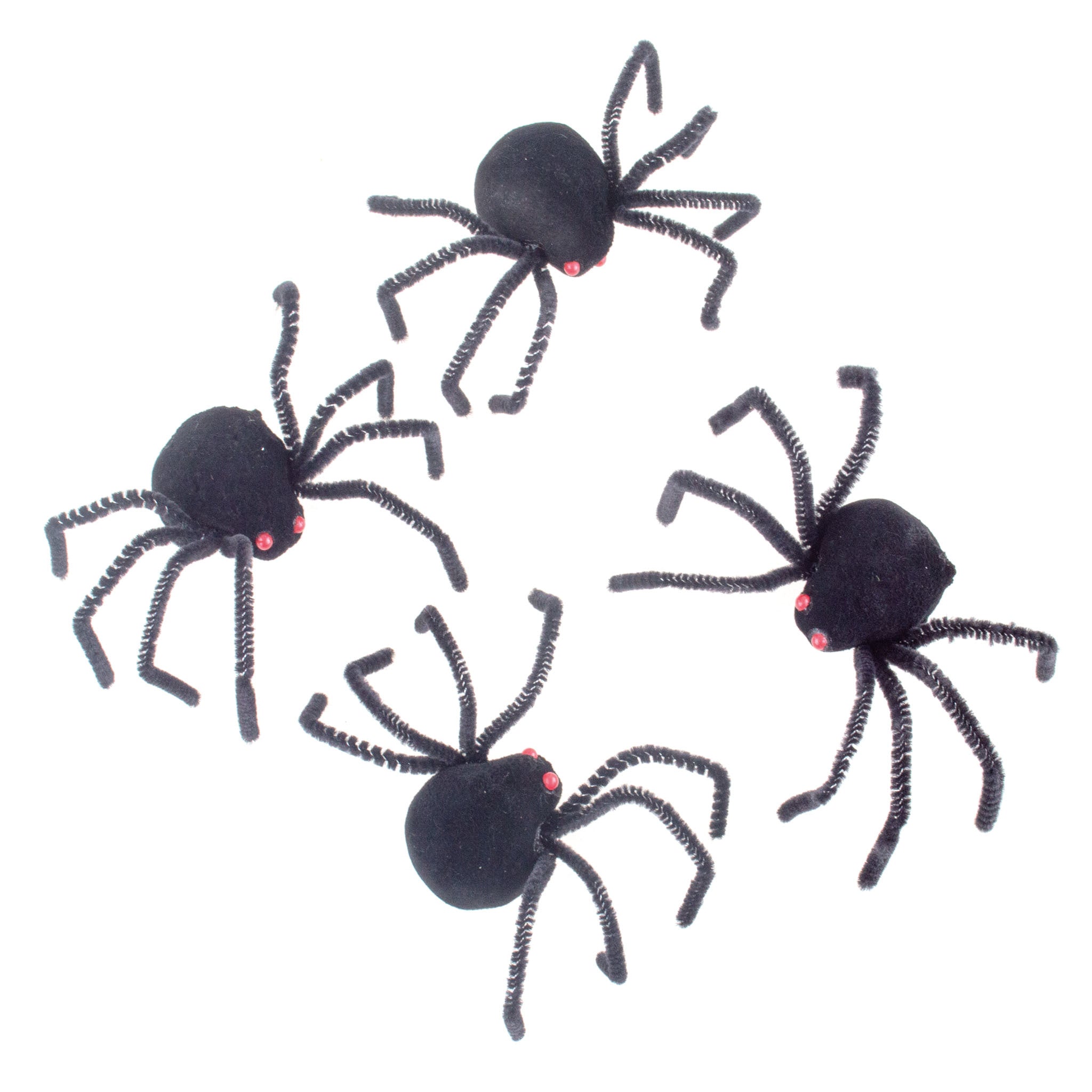 Enge Halloween nep/namaak spinnen - set 4x stuks - zwart - plastic - insecten/dieren