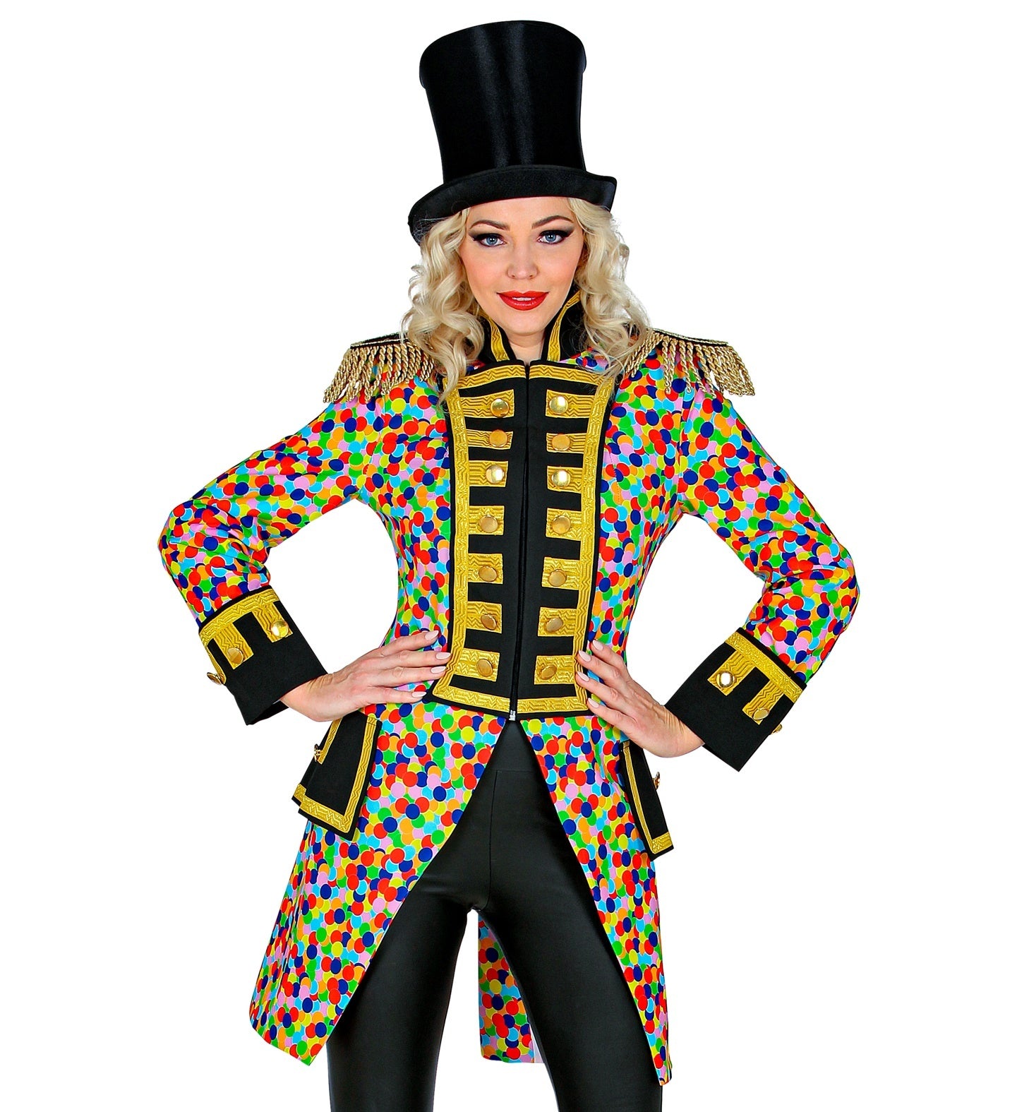 Widmann - Clown & Nar Kostuum - Confetti Boost Clown Slipjas Vrouw - multicolor - XXL - Carnavalskleding - Verkleedkleding