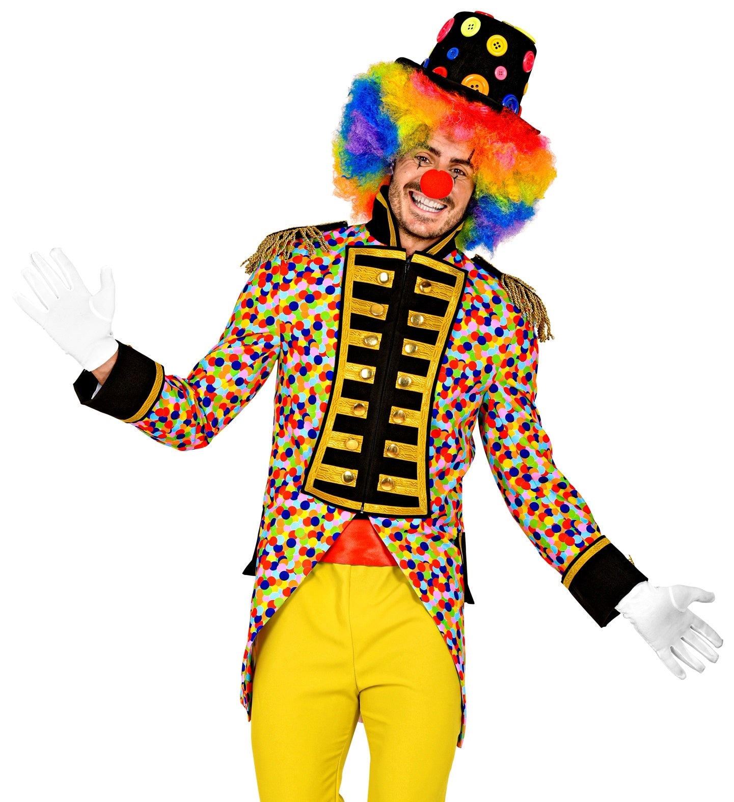 Widmann - Clown & Nar Kostuum - Confetti Feest Clown Slipjas Man - multicolor - Large - Carnavalskleding - Verkleedkleding