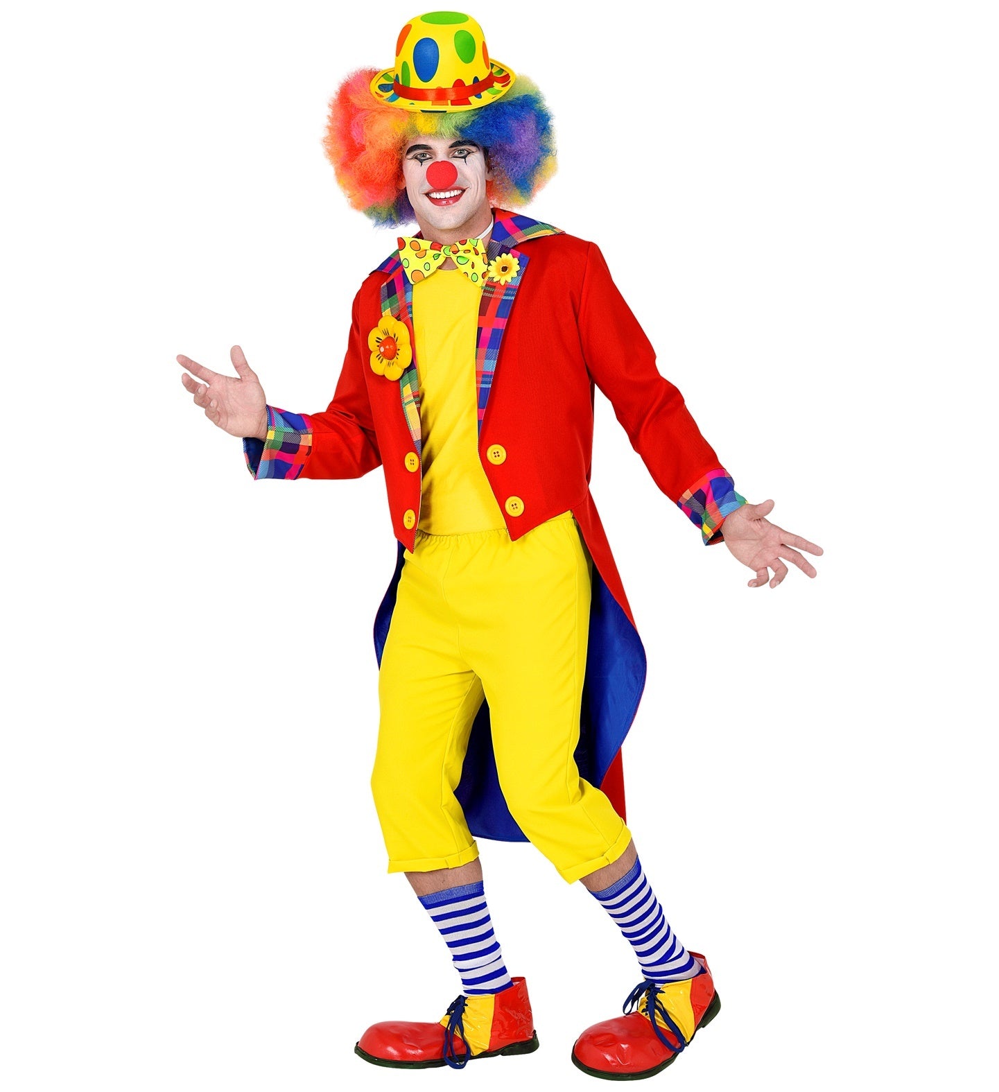 Widmann - Clown & Nar Kostuum - Jas Met Een Lach Clown Slipjas Rood Man - rood - XL - Carnavalskleding - Verkleedkleding