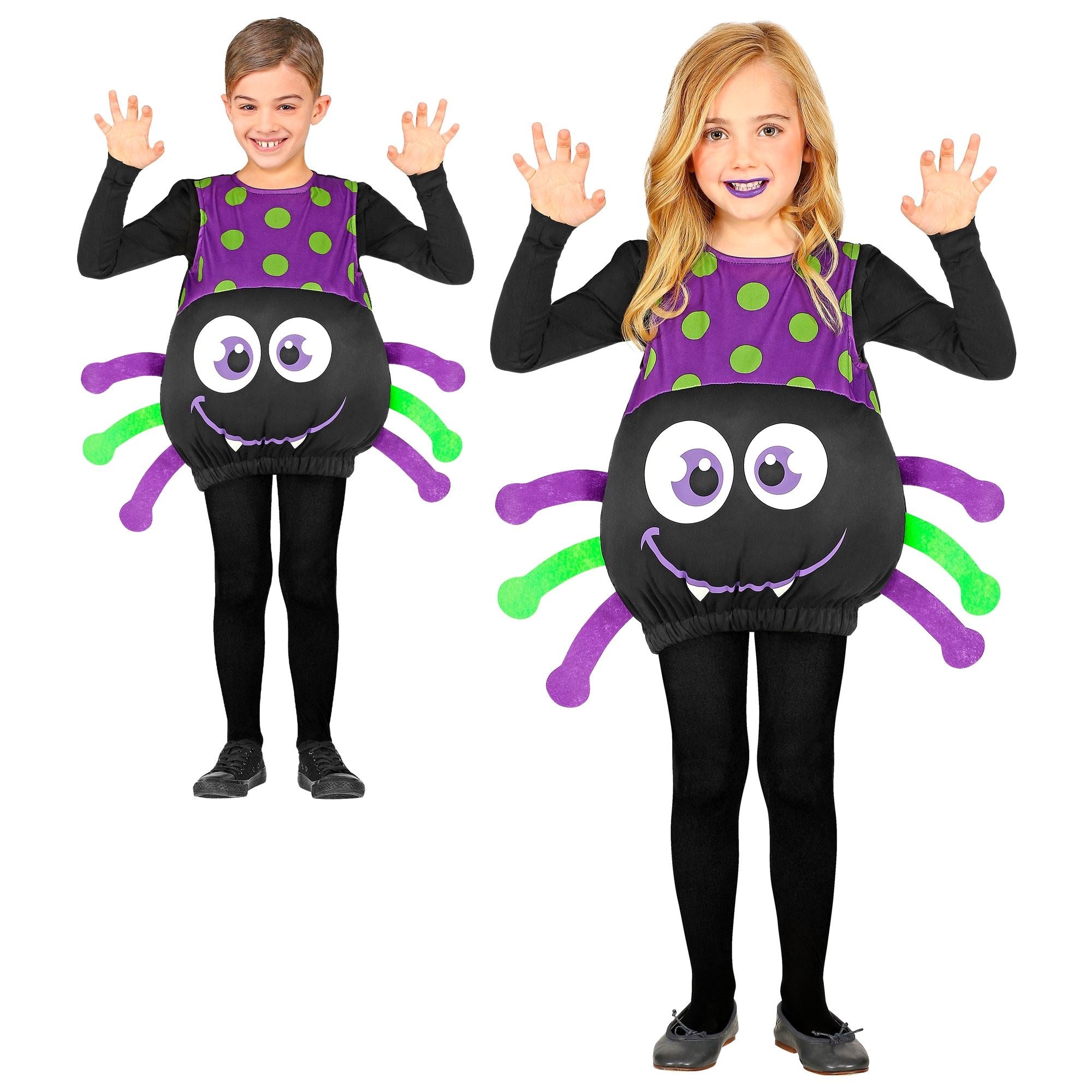 Widmann -Grote Giftige Griezel Spin Kind Kostuum - paars,zwart - Maat 110 - Halloween - Verkleedkleding