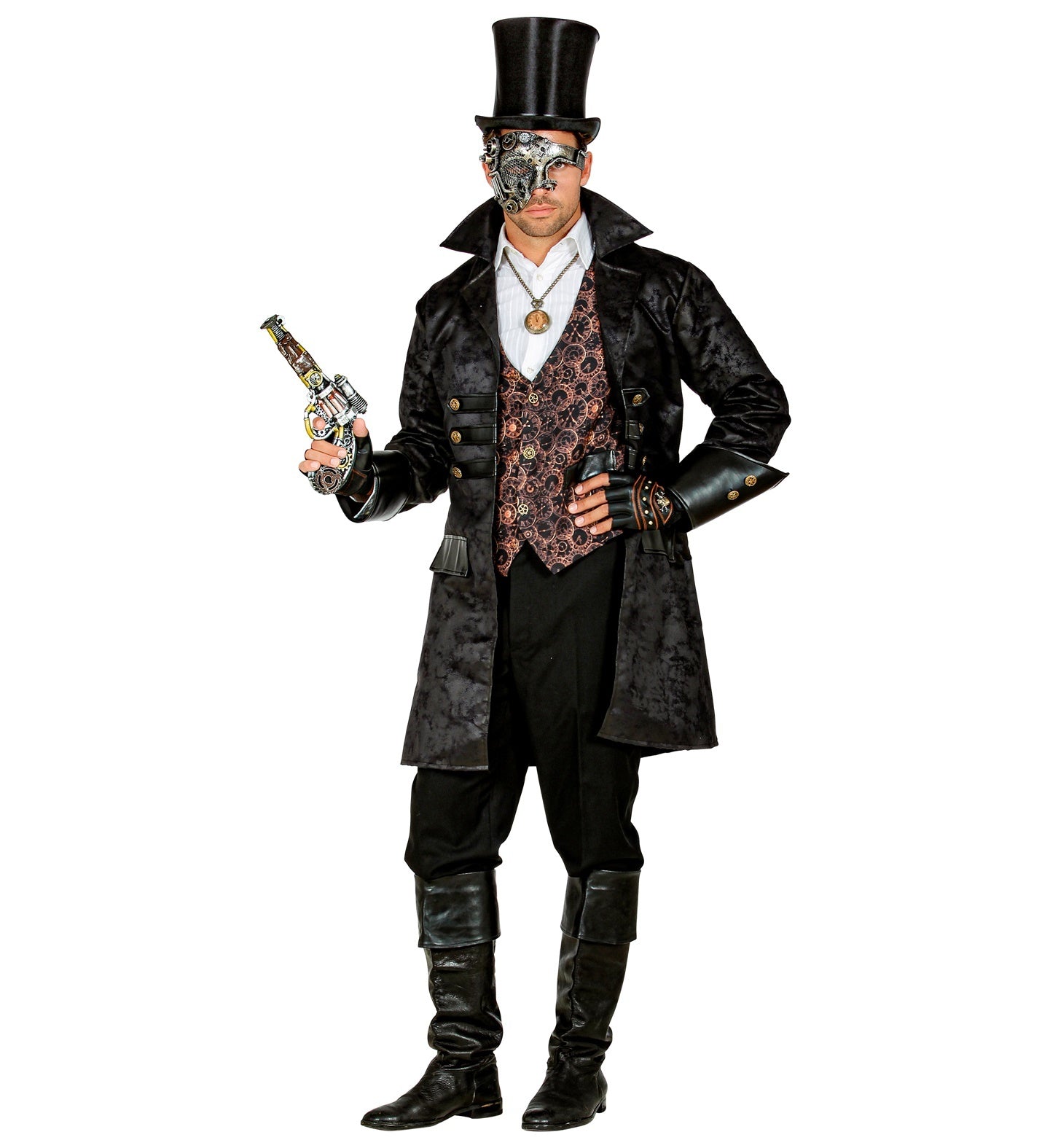 Widmann - Piraat & Viking Kostuum - Lederlook Steampunk Piraat Jas Serano Man - zwart - XL - Halloween - Verkleedkleding