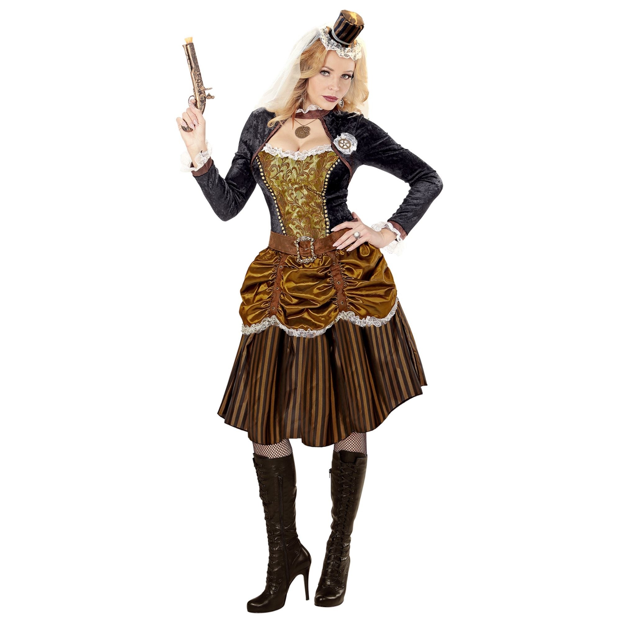 Widmann - Steampunk Kostuum - Steampunk Meisje Golda - Vrouw - bruin - XL - Carnavalskleding - Verkleedkleding