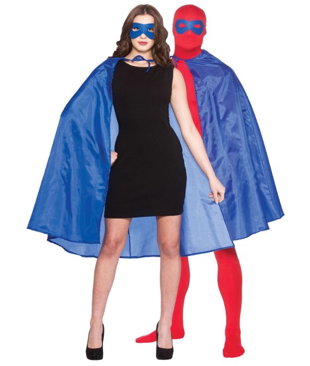 Mooie Super Hero cape met masker in blauw-100cm