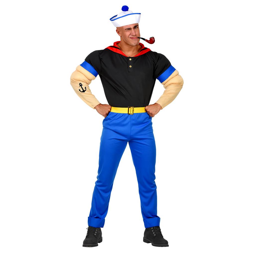 Widmann - Popeye Kostuum - Popeye De Super Matroos - Man - blauw,zwart - XL - Carnavalskleding - Verkleedkleding