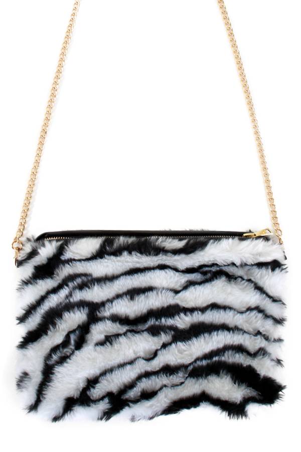 Pluche tasje zebra print voor dames