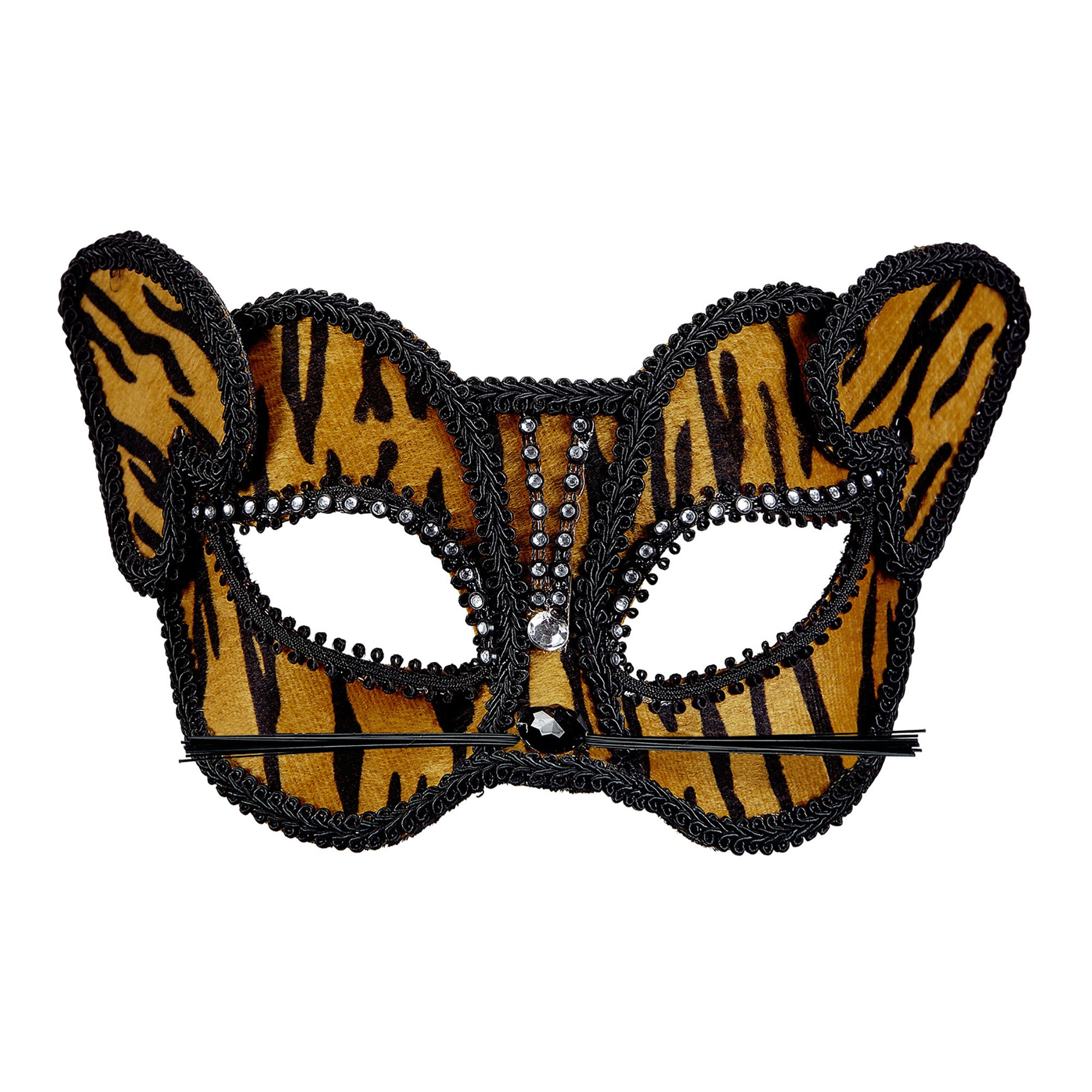 tijger oogmasker met strass steentjes