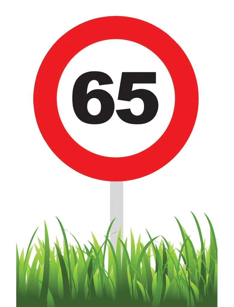 Verkeersbord 65 jaar tuin 36cm