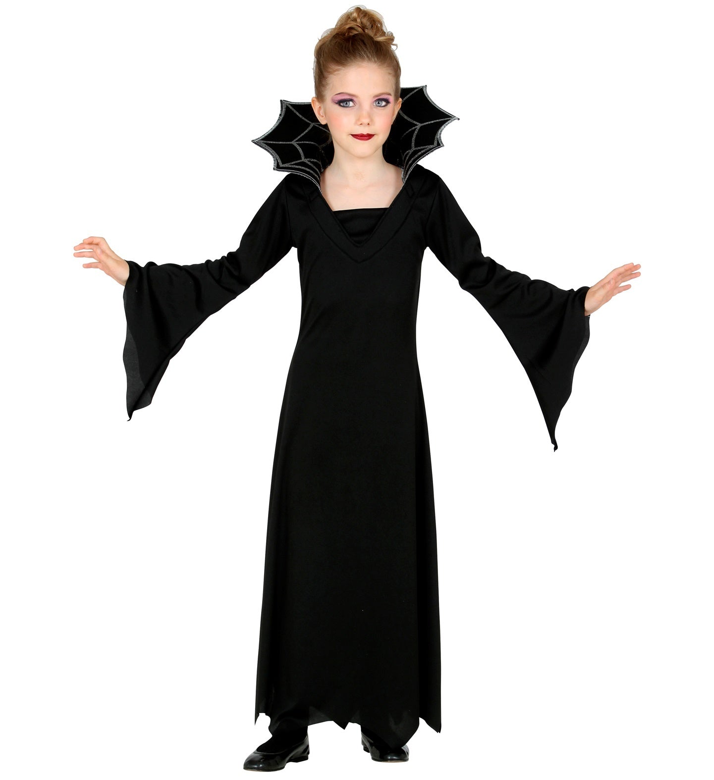 Widmann - Vampier & Dracula Kostuum - Draculala Van Kasteel Lalastijn - Meisje - zwart - Maat 140 - Halloween - Verkleedkleding