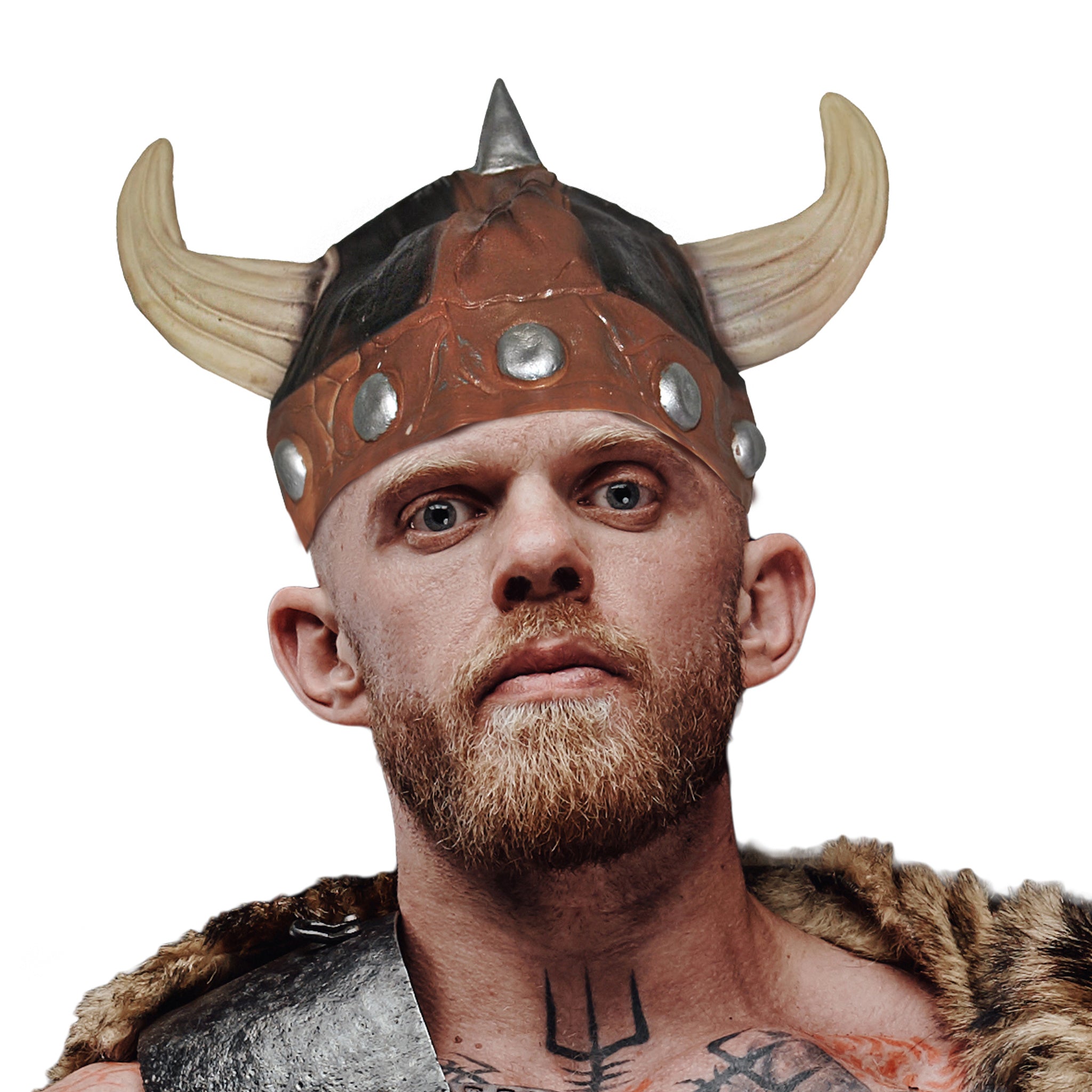 Funny Fashion Viking verkleed helm - bruin/beige - latex - volwassenen