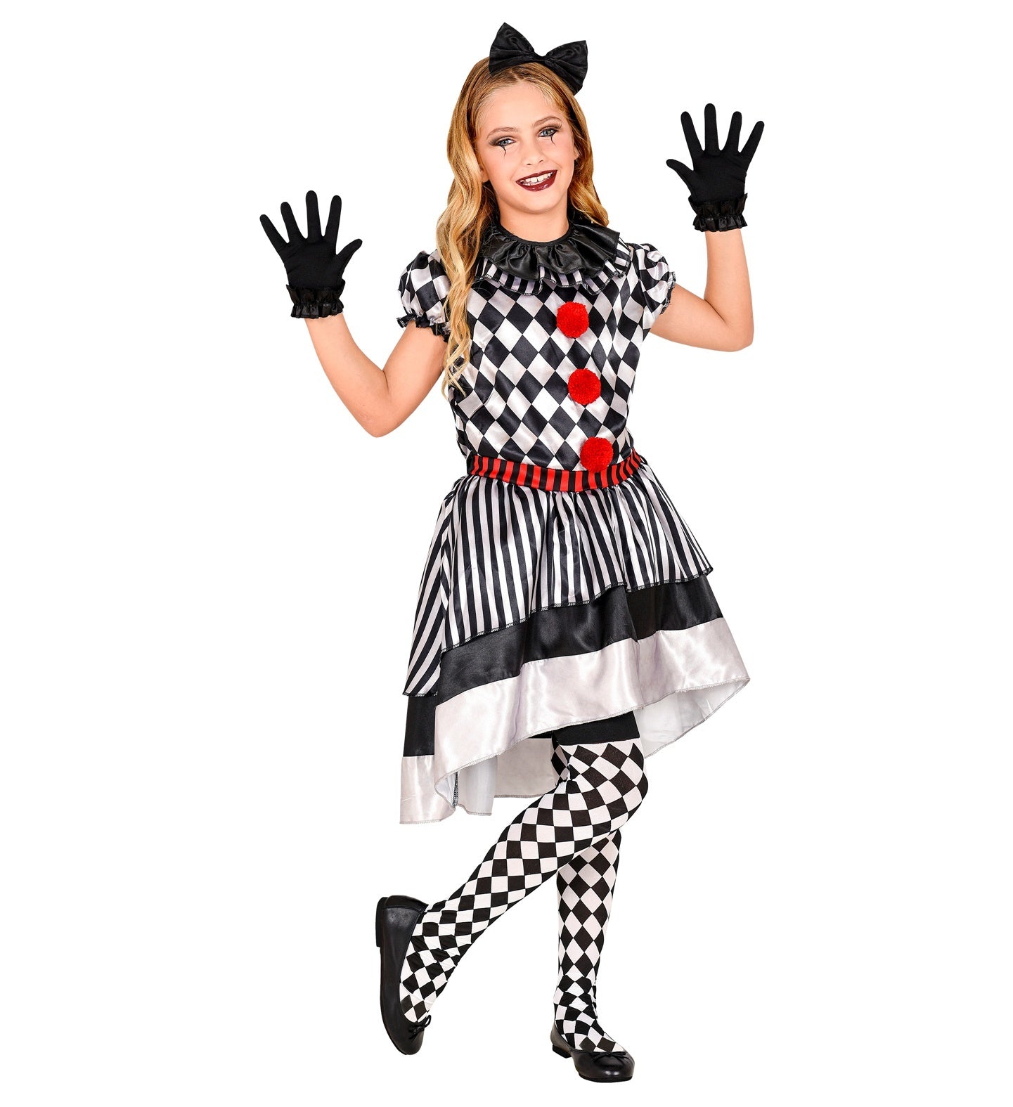 Widmann - Harlequin Kostuum - Speelse Harlekijn Pop Kind - Meisje - - Maat 140 - Carnavalskleding - Verkleedkleding