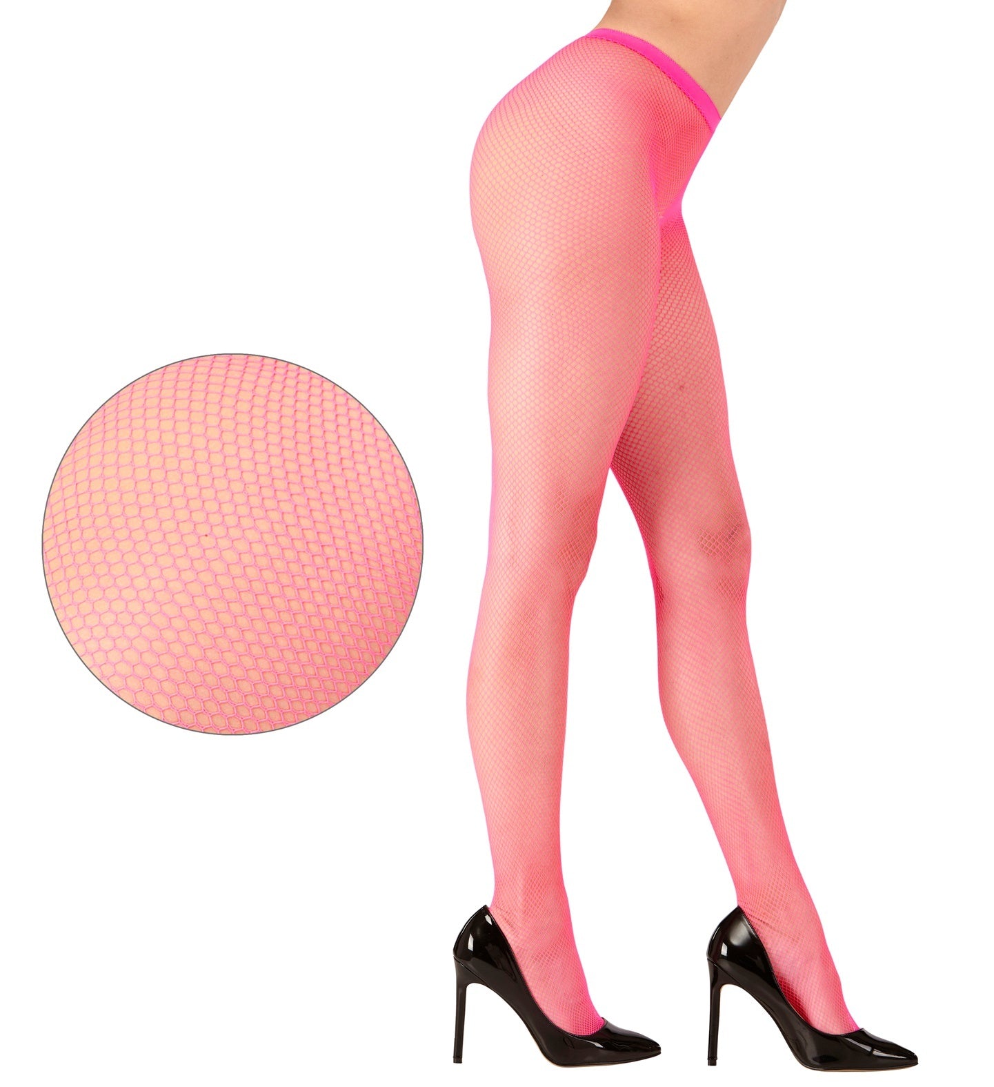 Widmann - Jaren 80 & 90 Kostuum - Visnet Party Panty Neon Roze - roze - One Size - Carnavalskleding - Verkleedkleding