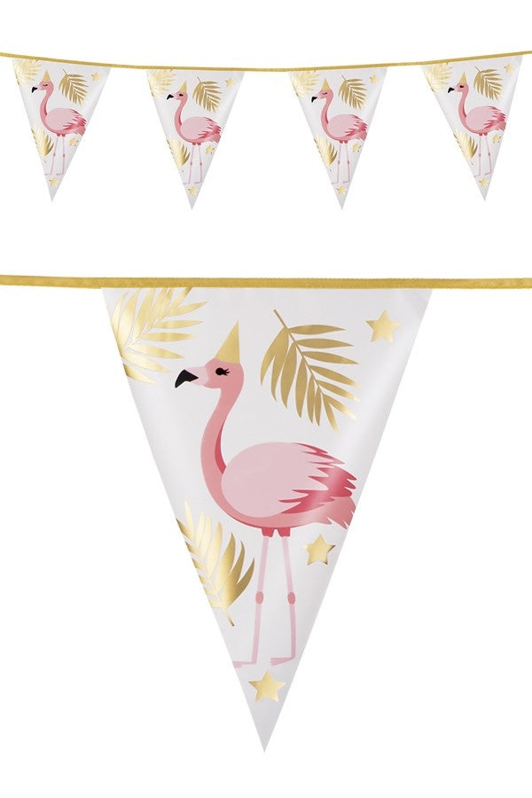 Mooie vlaggenlijn  Flamingo 4 meter voor Hawaii feesten