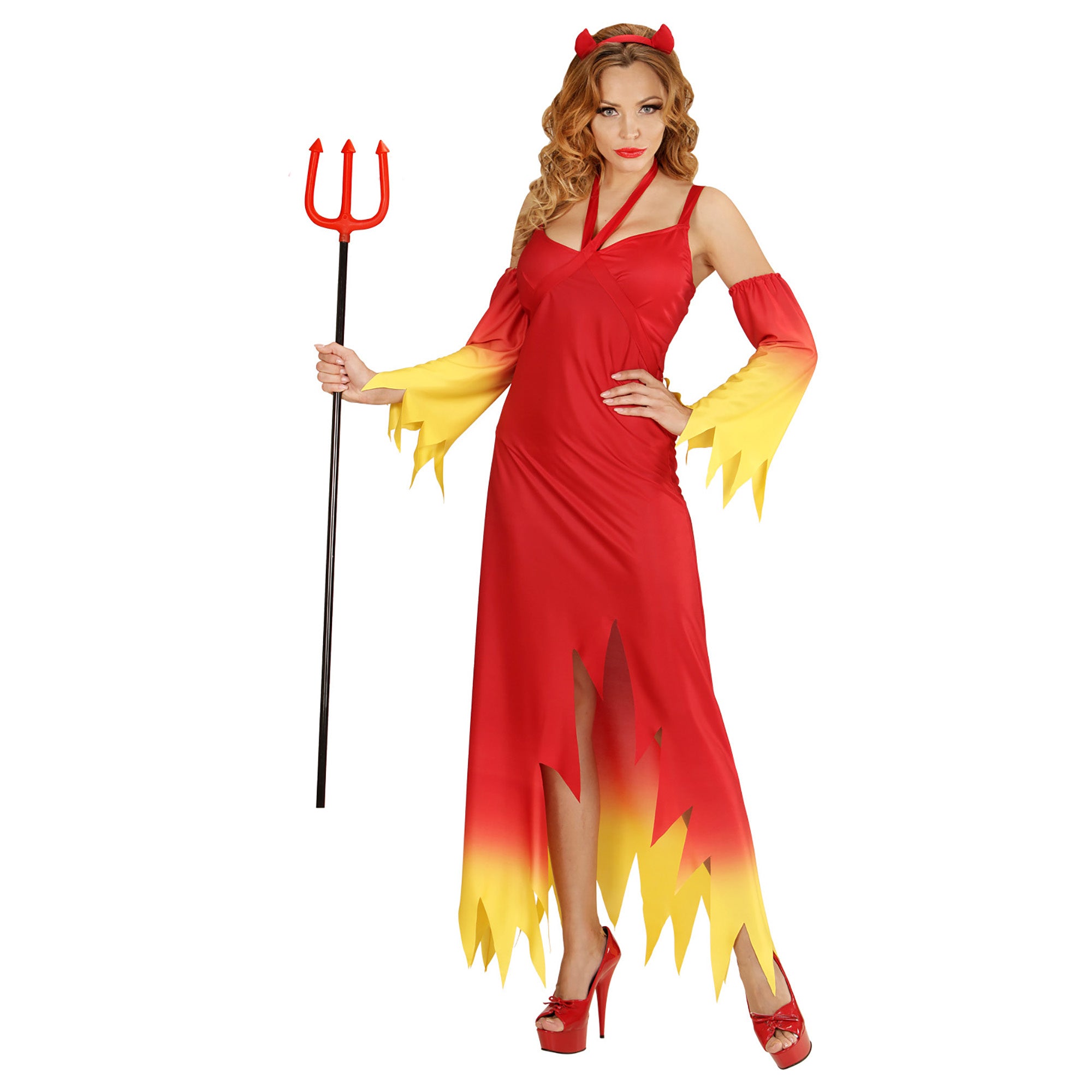 Widmann - Duivel Kostuum - Fire Devil Duivelse Dame - Vrouw - rood - Large - Halloween - Verkleedkleding