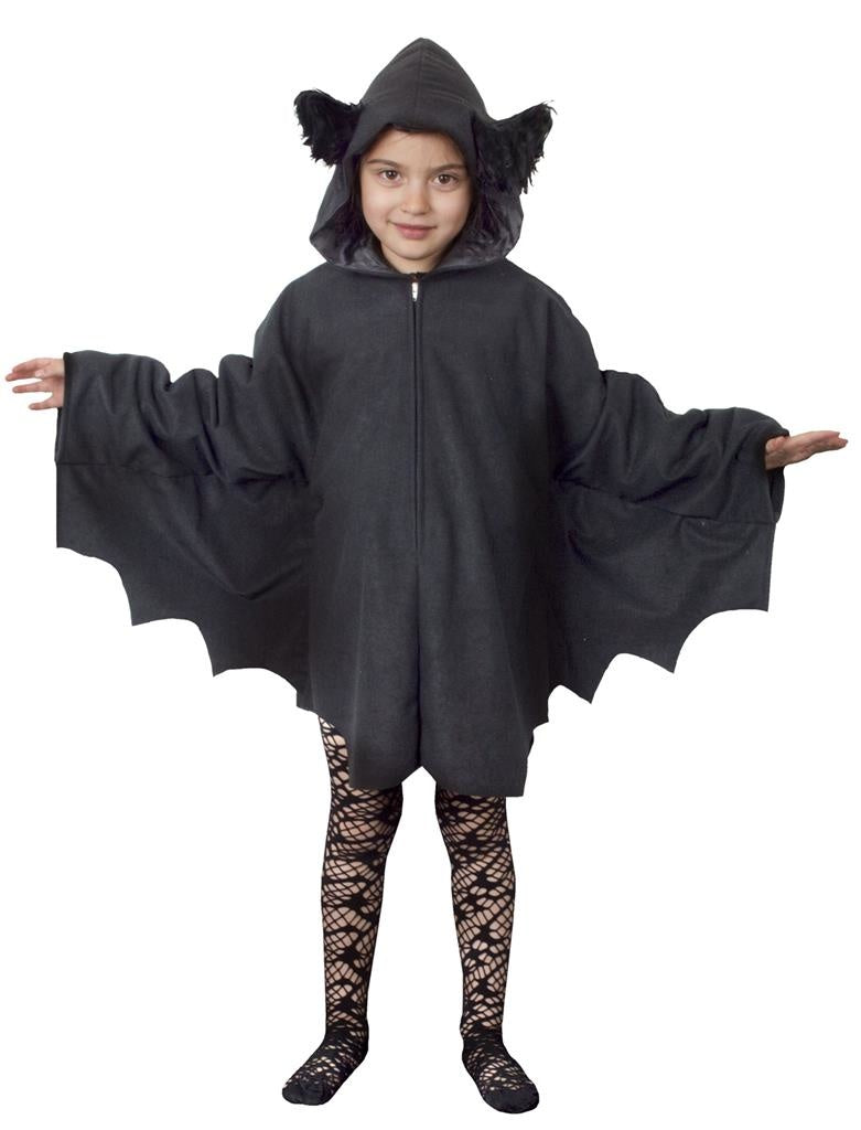 Funny Fashion - Vleermuis Kostuum - Snoezelige Zwarte Cape Kind Kostuum - zwart - Maat 140 - Halloween - Verkleedkleding