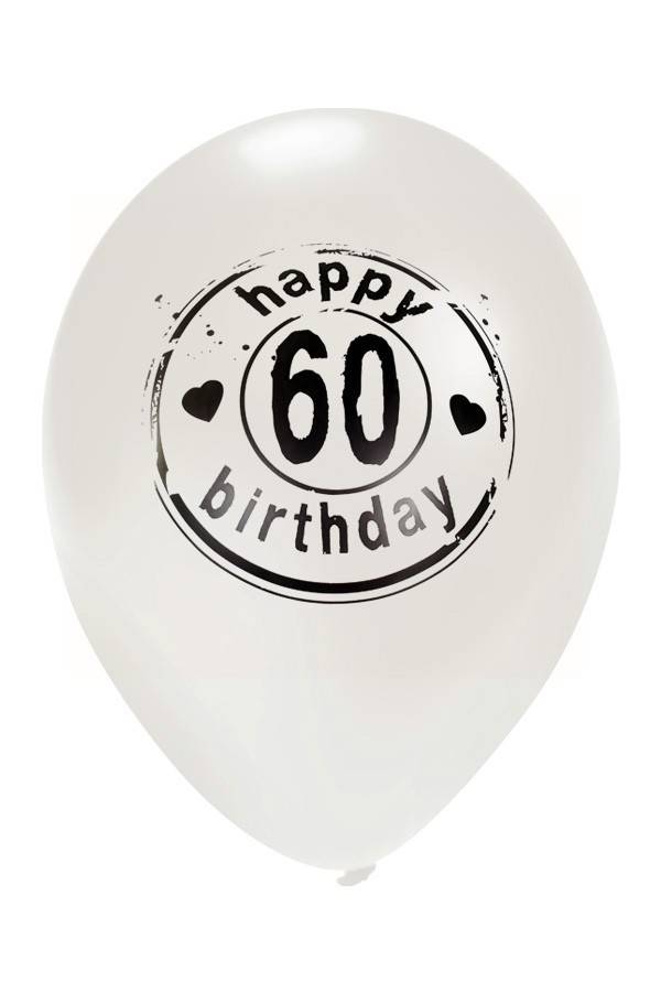 Mooie witte ballon HAPPY 60 BIRTHDAYØ50 cm