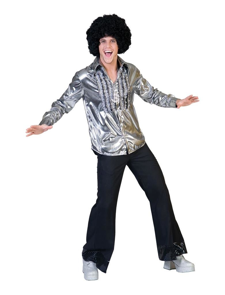 Funny Fashion - Jaren 80 & 90 Kostuum - Kc Sunshine Zilveren Disco - zilver - Maat 56-58 - Carnavalskleding - Verkleedkleding