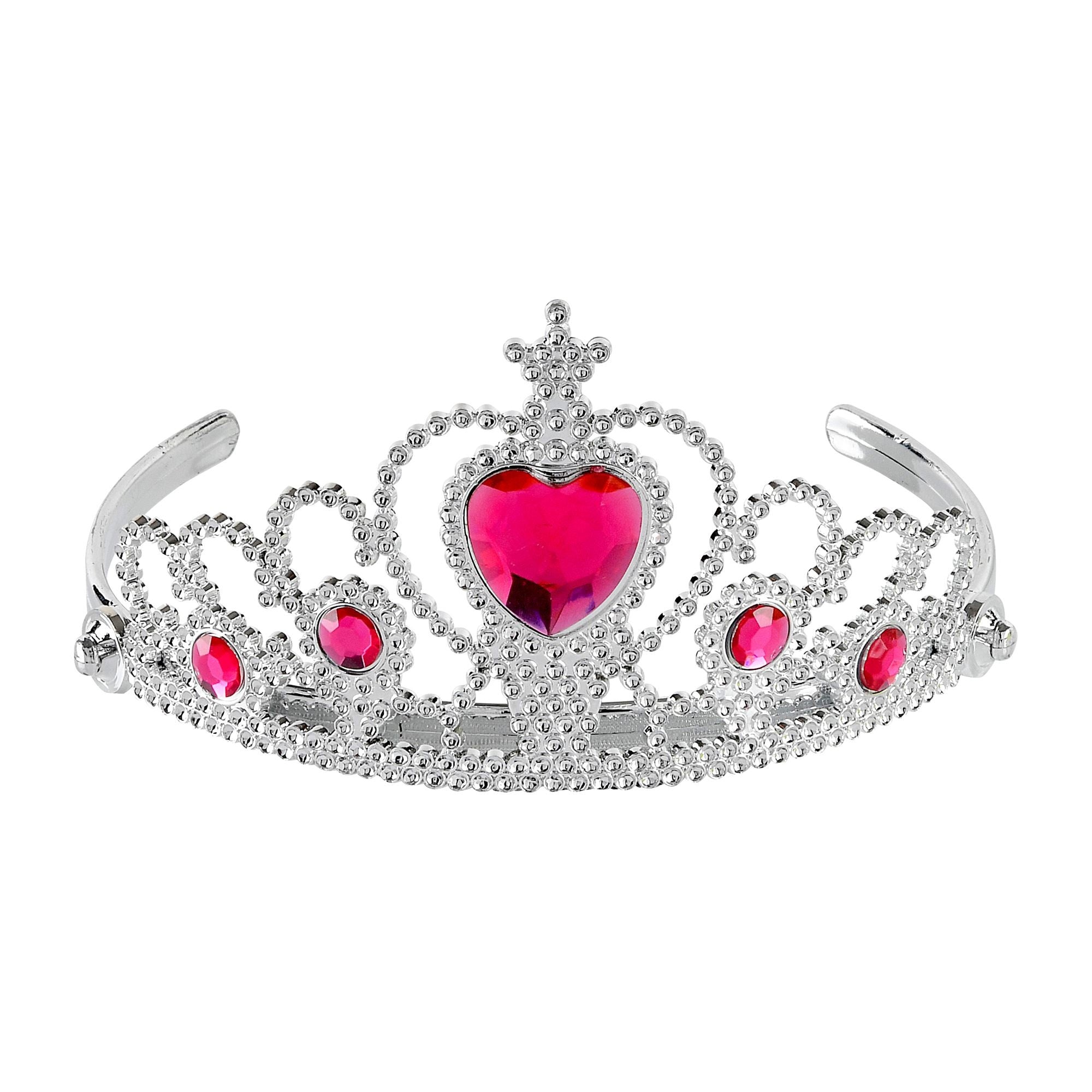 Mooi zilveren prinsessen diadeem met roze nep parels