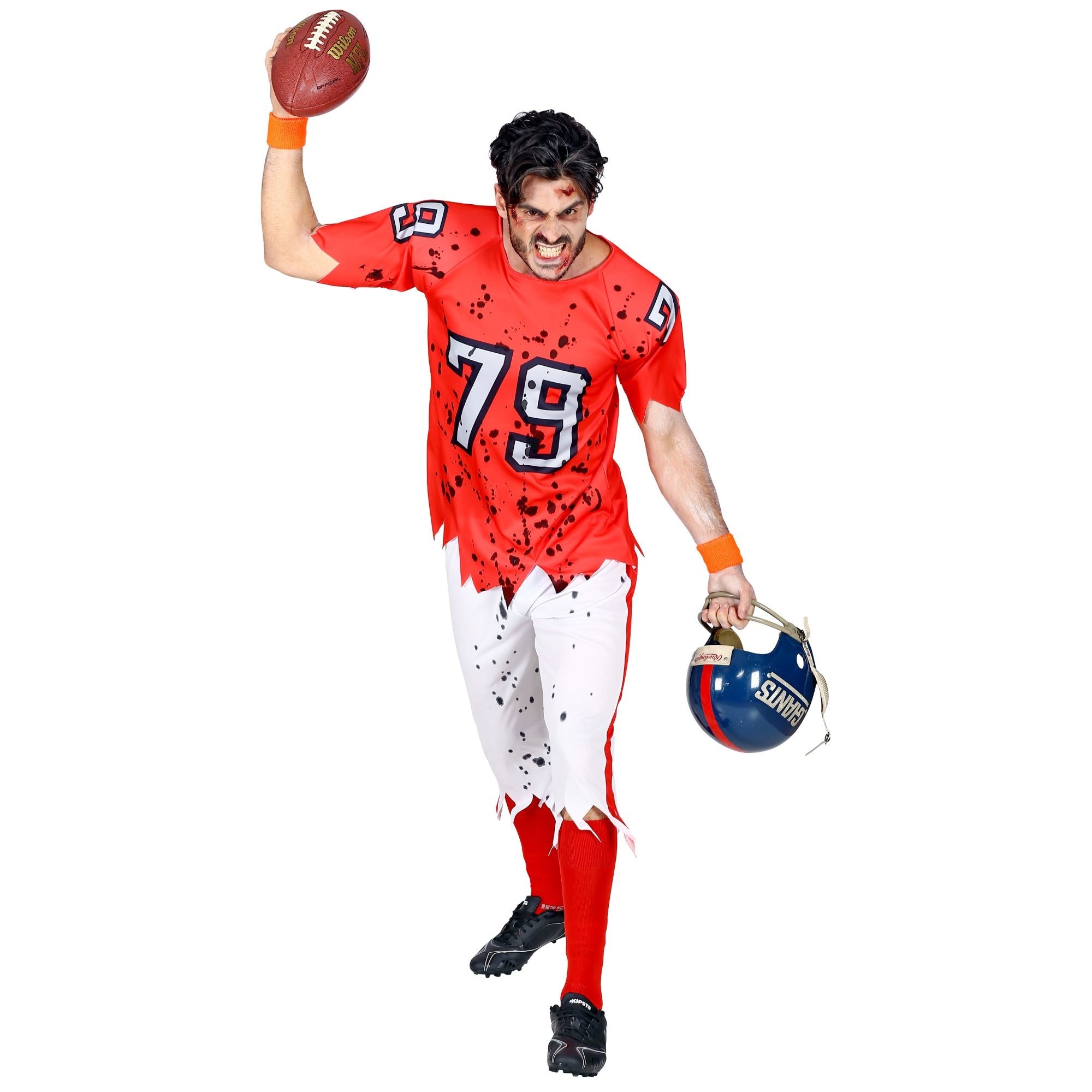 Rood zombie american footballer kostuum heren