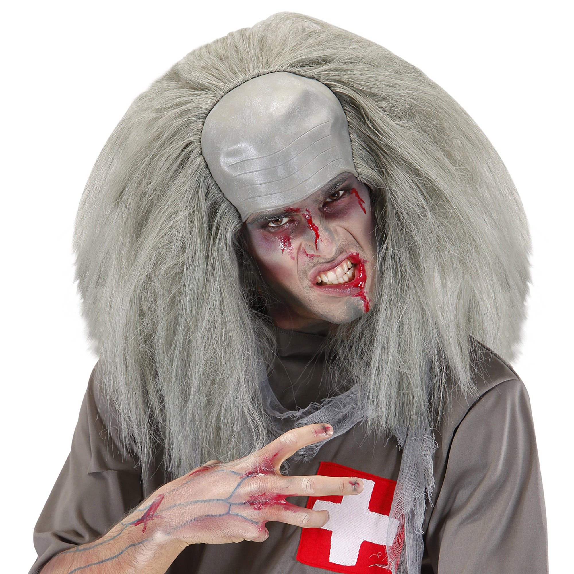 "Gekke zombie pruik voor heren Halloween  - Verkleedpruik - One size"