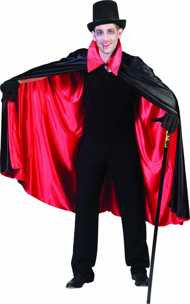 Dracula cape zwart-rood nylon