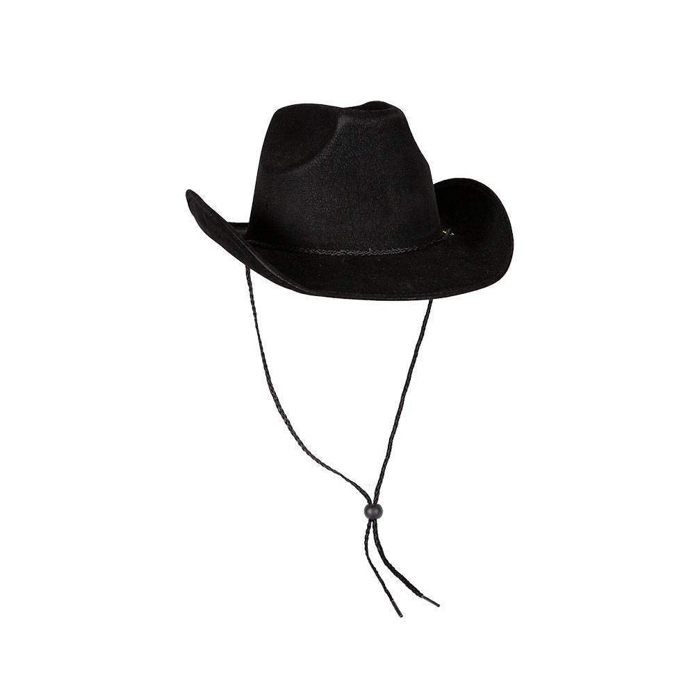 Mooie zwarte cowboy hoed in nep suede