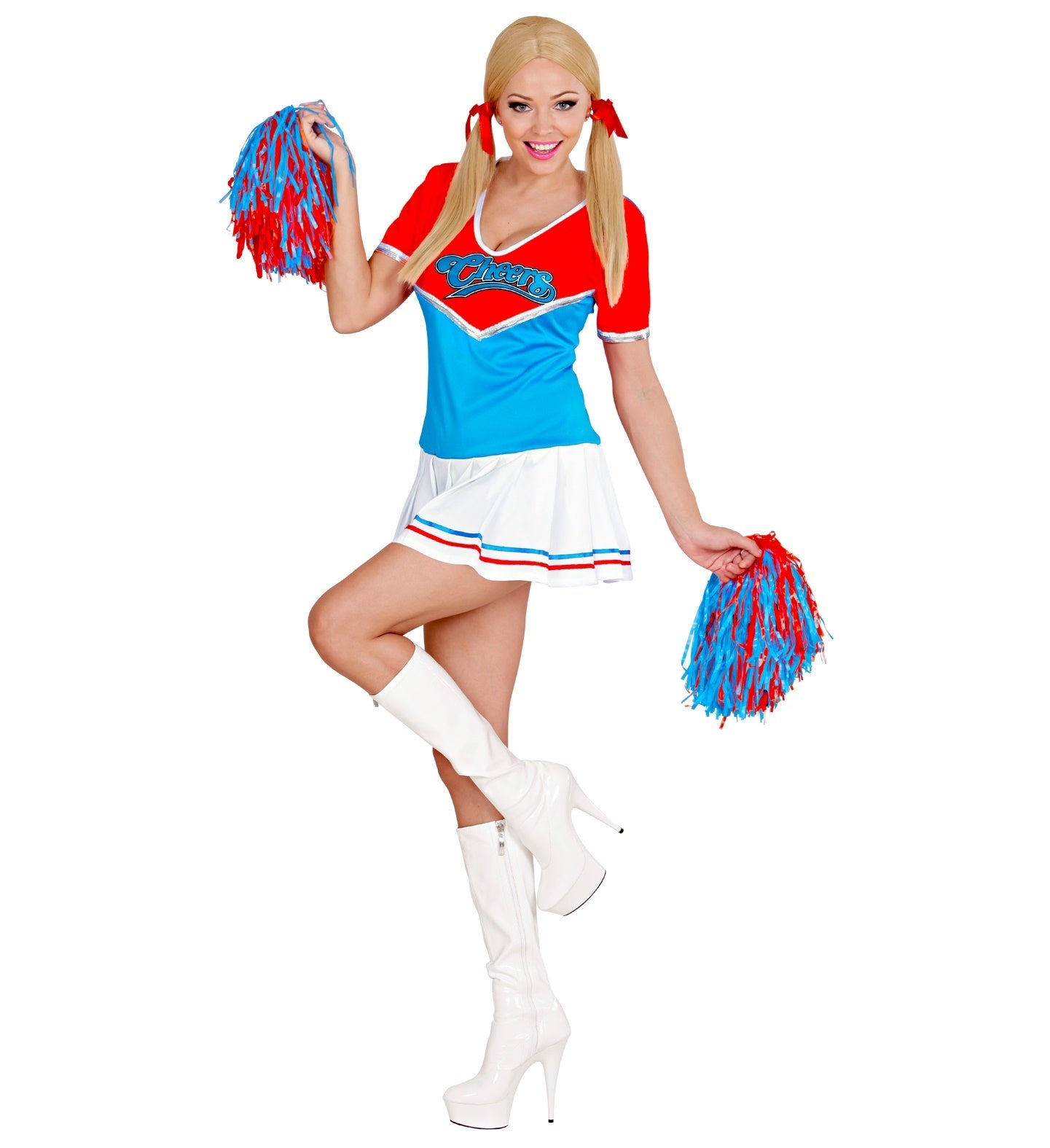 Widmann - Cheerleader Kostuum - Highschool Leader Of Cheer Blauw Rood - Vrouw - blauw,rood - Large - Carnavalskleding - Verkleedkleding