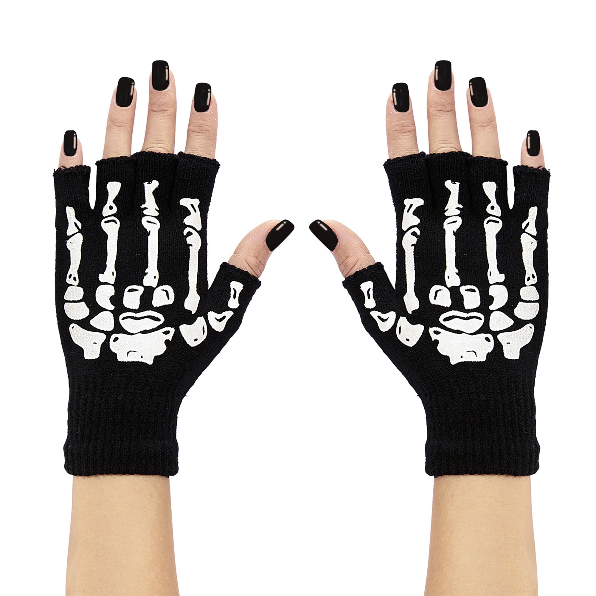 Widmann -Botten Vingerloze Handschoen Skelet - zwart - Halloween - Verkleedkleding
