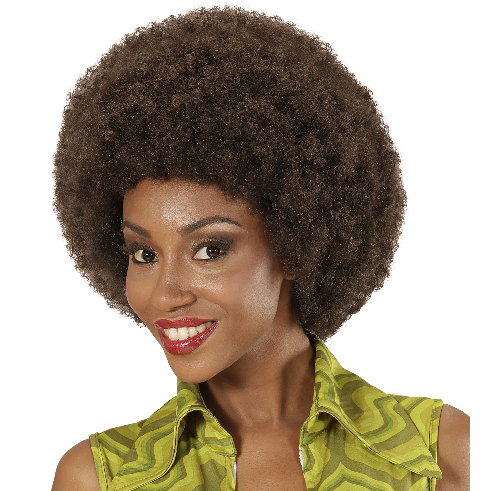 Widmann - Jungle & Afrika Kostuum - Pruik Afro Droomhaar Jackson - bruin - Carnavalskleding - Verkleedkleding