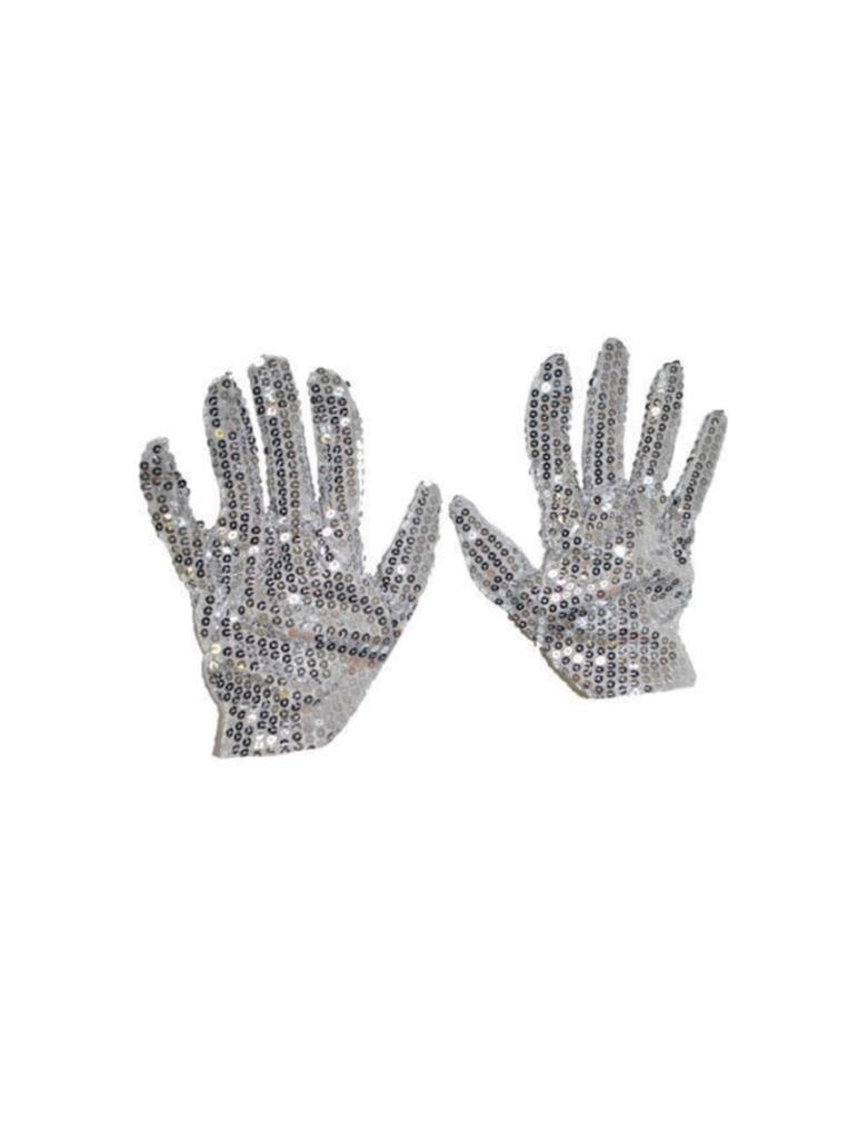 Mooie zilveren glitter handschoenen met pailletten