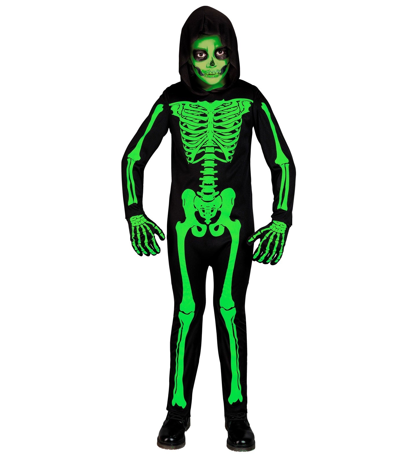 Skelet voor jongens en meisjes groen voor halloween