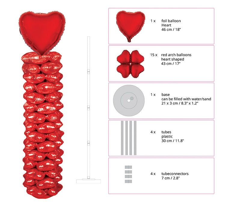 Ballonstand met 16 folie ballonnen voor Valentijn