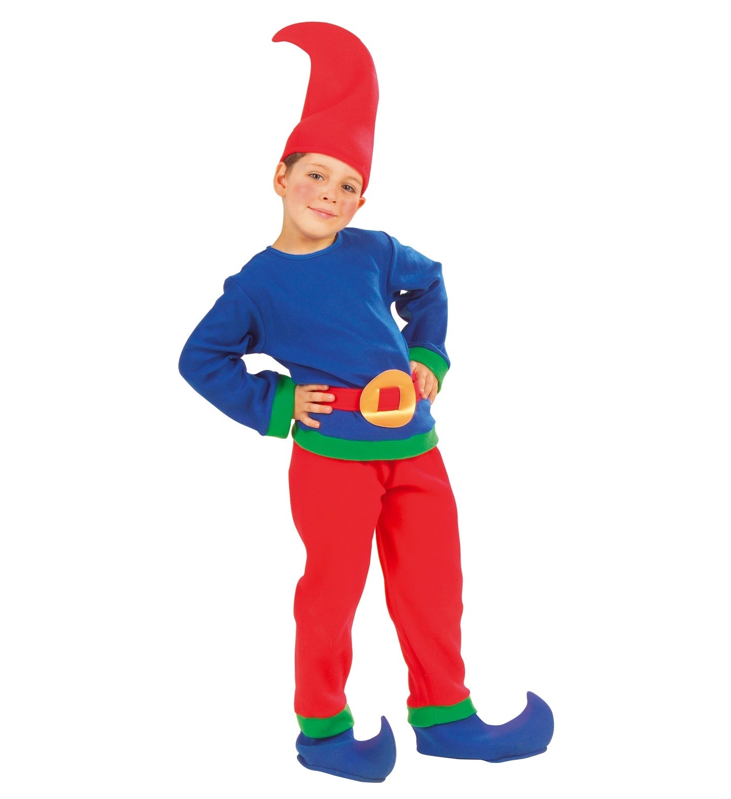 Widmann - Dwerg & Kabouter Kostuum - Stoute Kabouter David Kind - Jongen - blauw,rood - Maat 110 - Carnavalskleding - Verkleedkleding