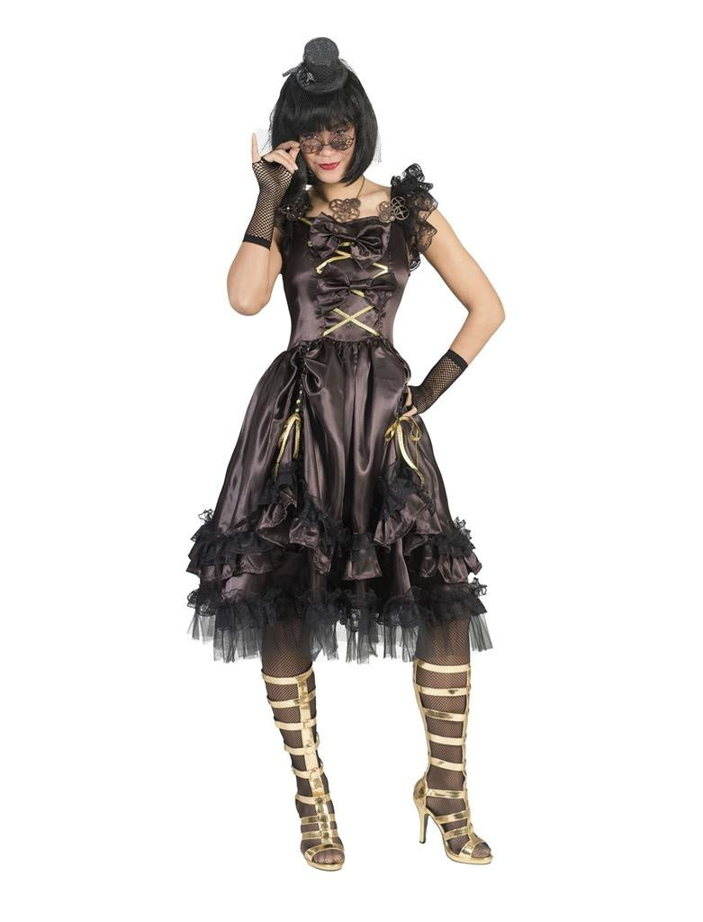 Funny Fashion - Steampunk Kostuum - Steampunk Dame Techna - Vrouw - zwart - Maat 44-46 - Halloween - Verkleedkleding
