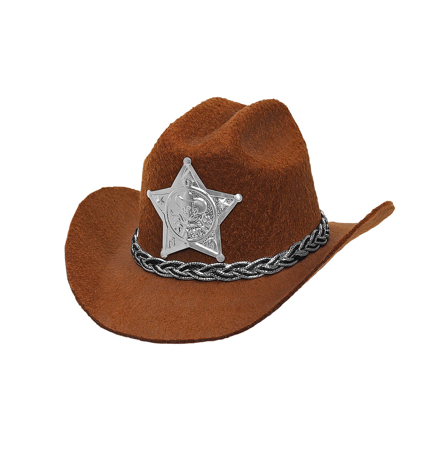 Widmann - Sheriff Kostuum - Mini Cowboy Hoed Met Ster Sheriff Bruin - bruin - Carnavalskleding - Verkleedkleding