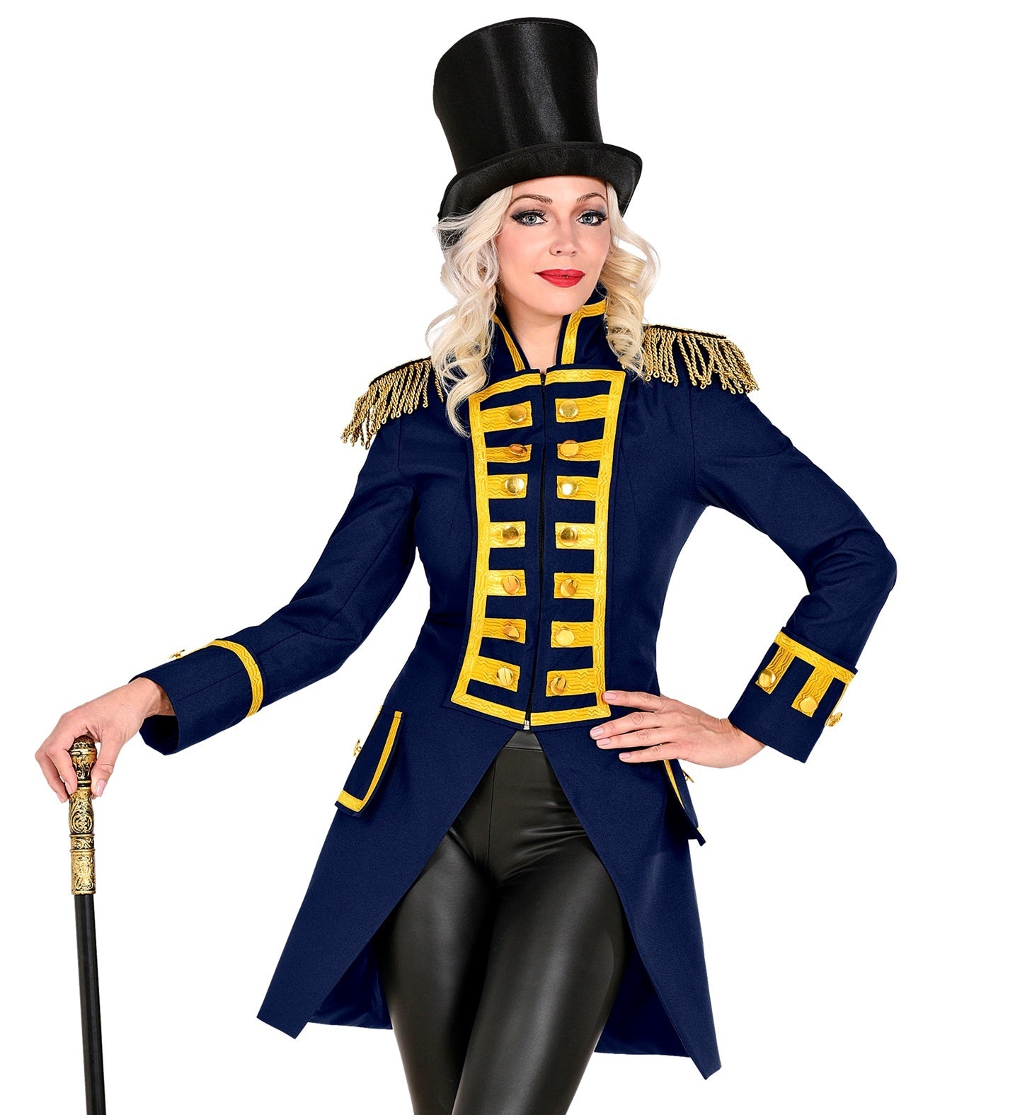 Widmann - Piraat & Viking Kostuum - Franse Parade Jas Blauw Vrouw - blauw - XL - Carnavalskleding - Verkleedkleding