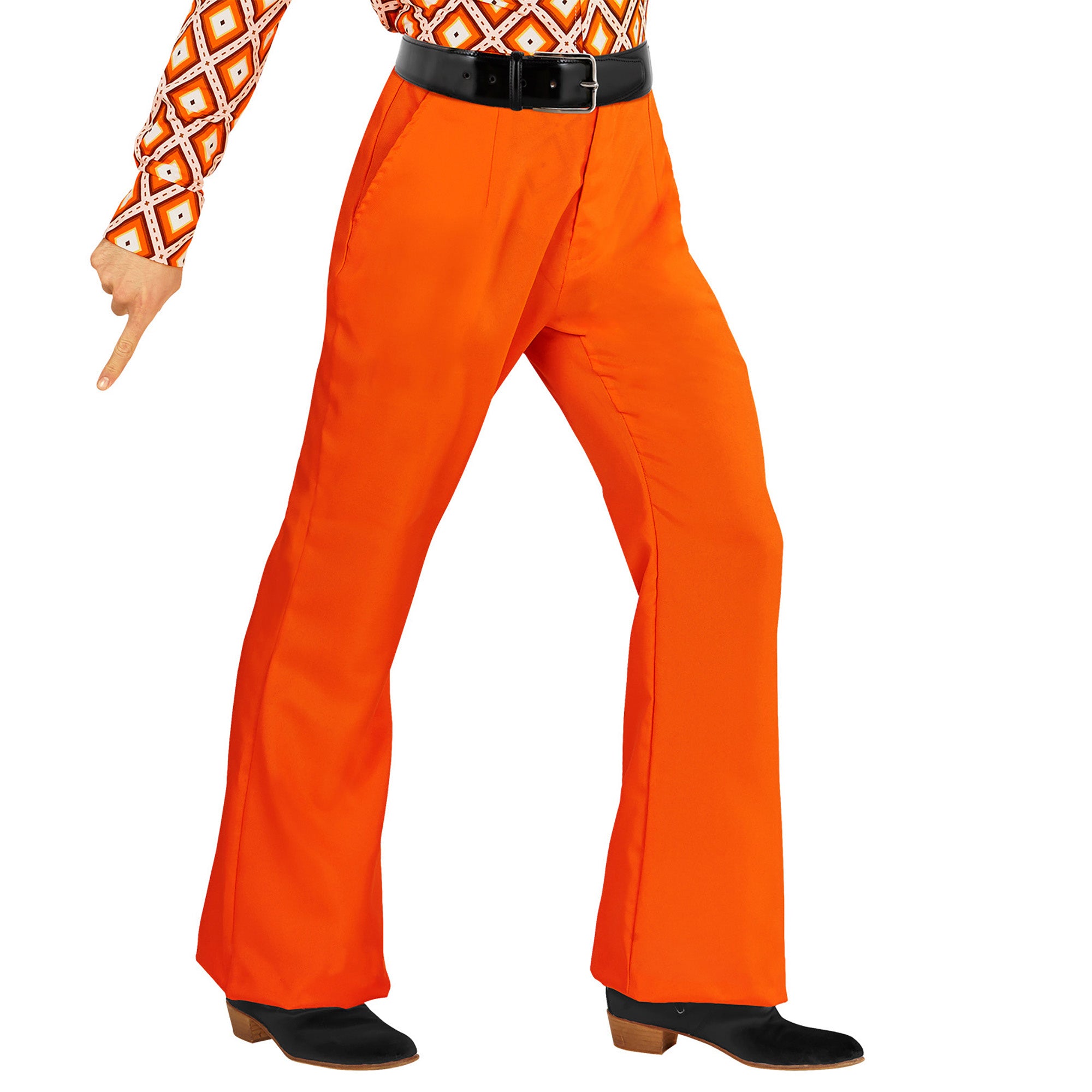Widmann - Hippie Kostuum - Groovy Gandalf 70s Heren Broek, Oranje Man - oranje - Small / Medium - Carnavalskleding - Verkleedkleding
