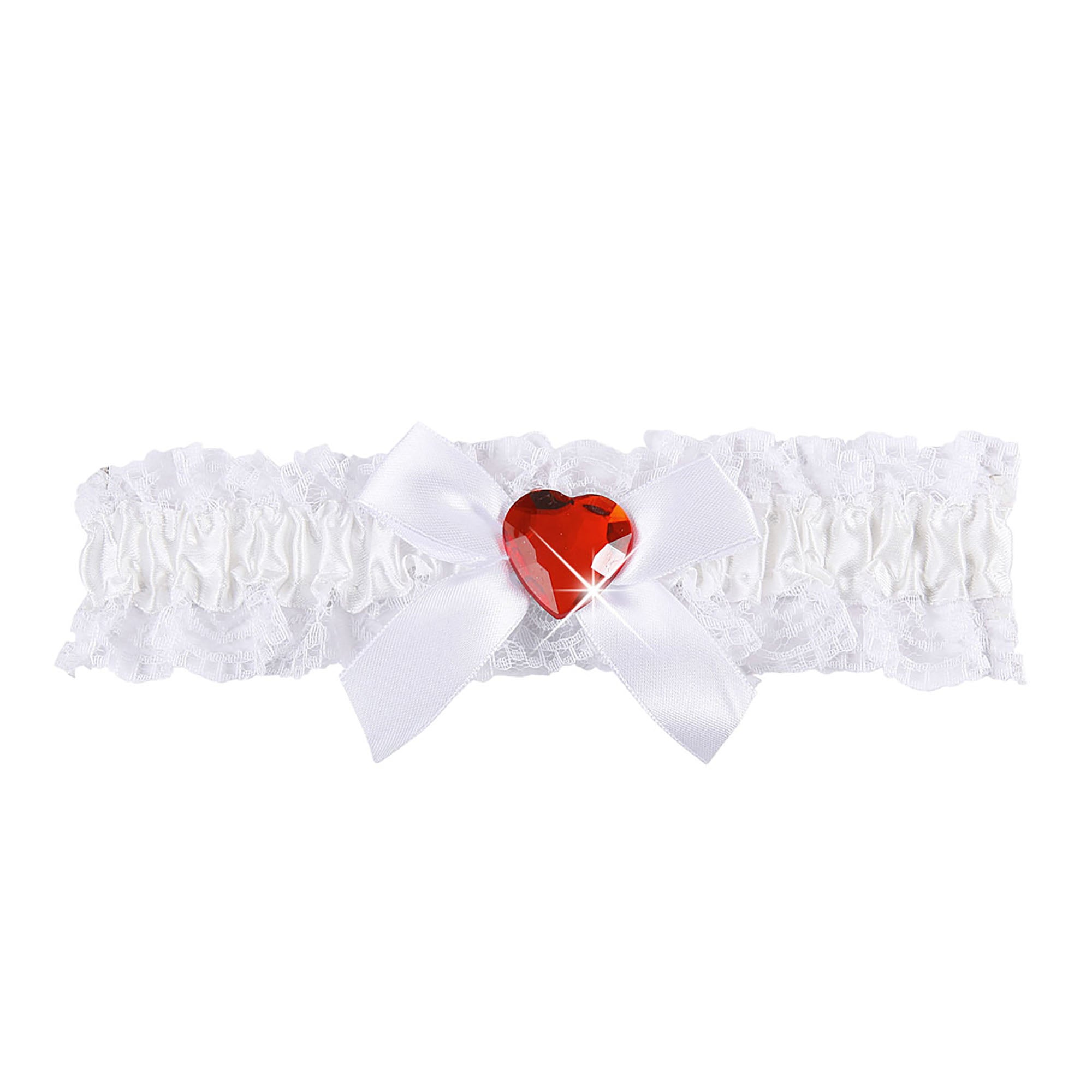 WIDMANN - Sexy rood hart jarretel van wit kant voor vrouwen - Accessoires > Panty's en kousen