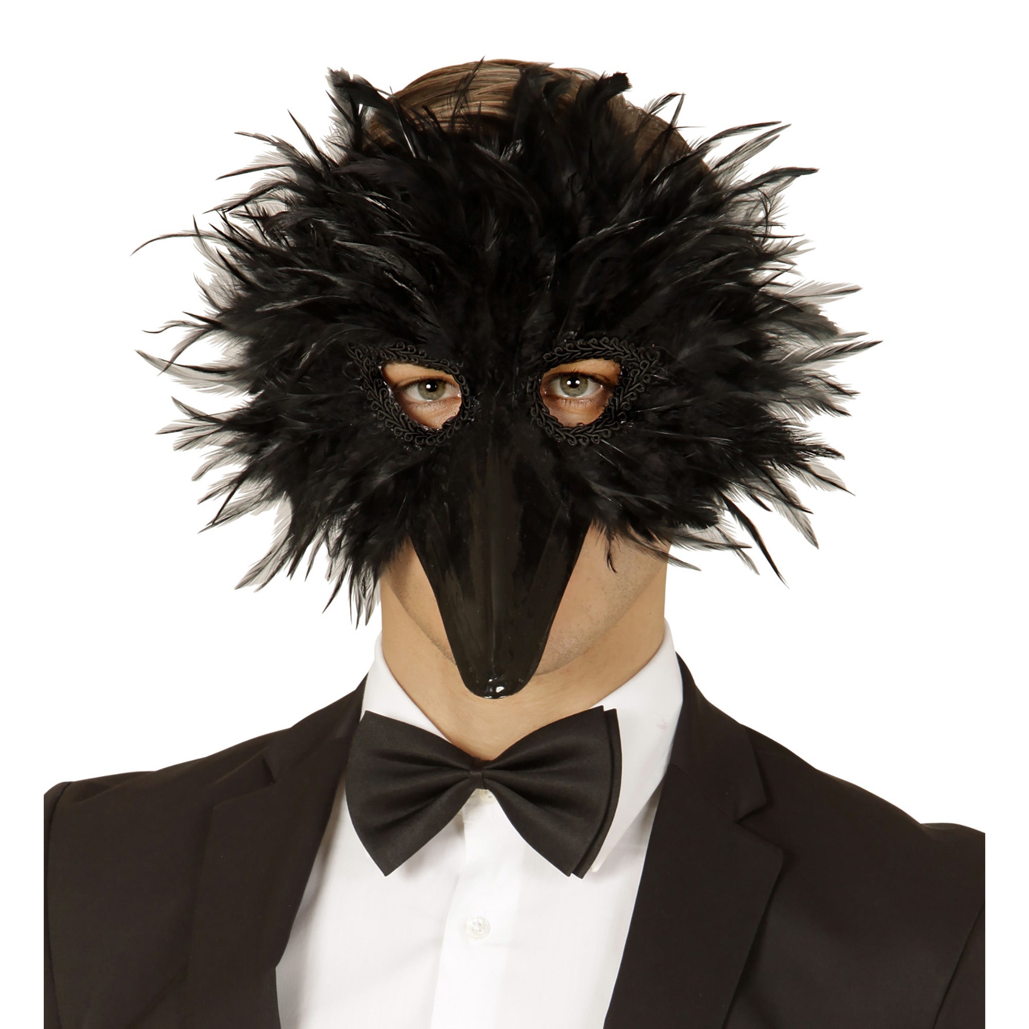 Widmann -Grappig Veren Masker Vogel, Zwart - zwart - Carnavalskleding - Verkleedkleding