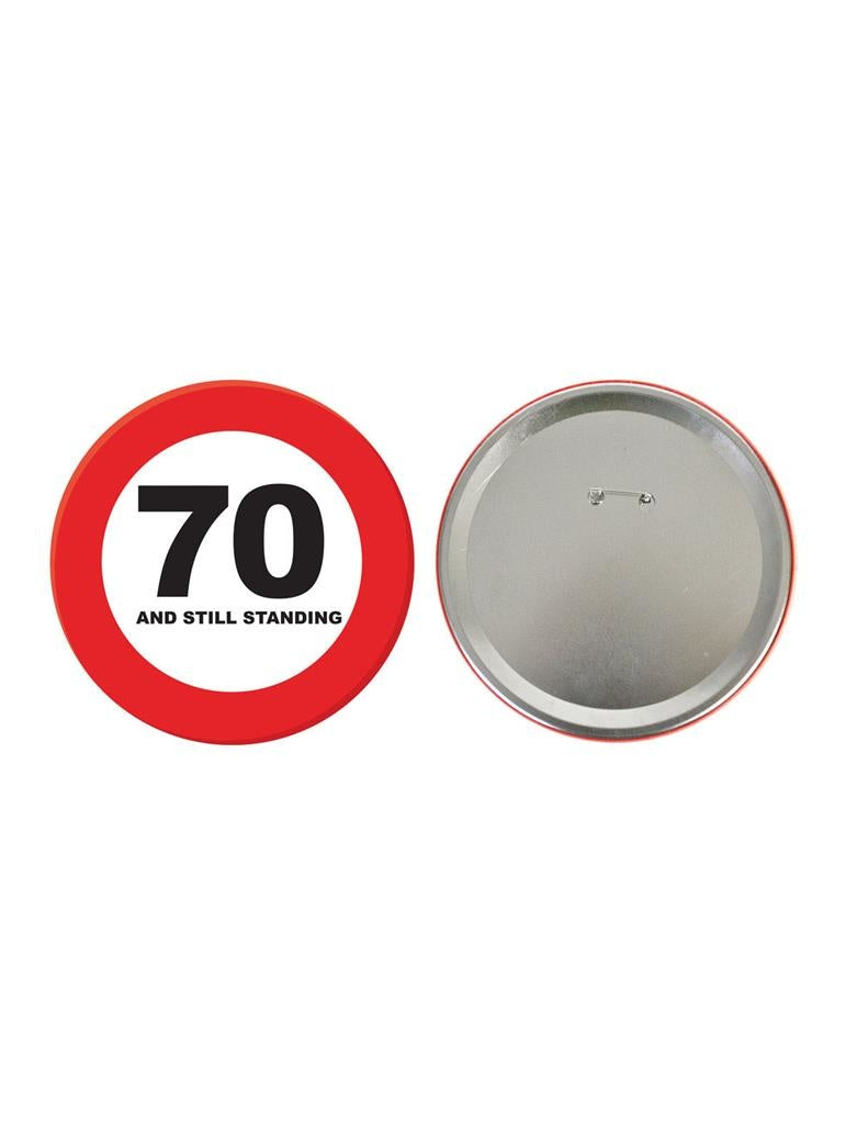 Leuke button 70e verjaardag als verkeersbord