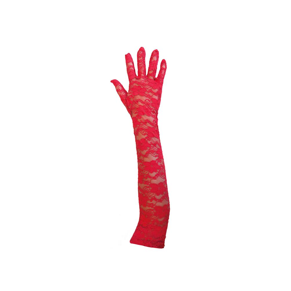 Mooie rode kanten handschoenen  45cm