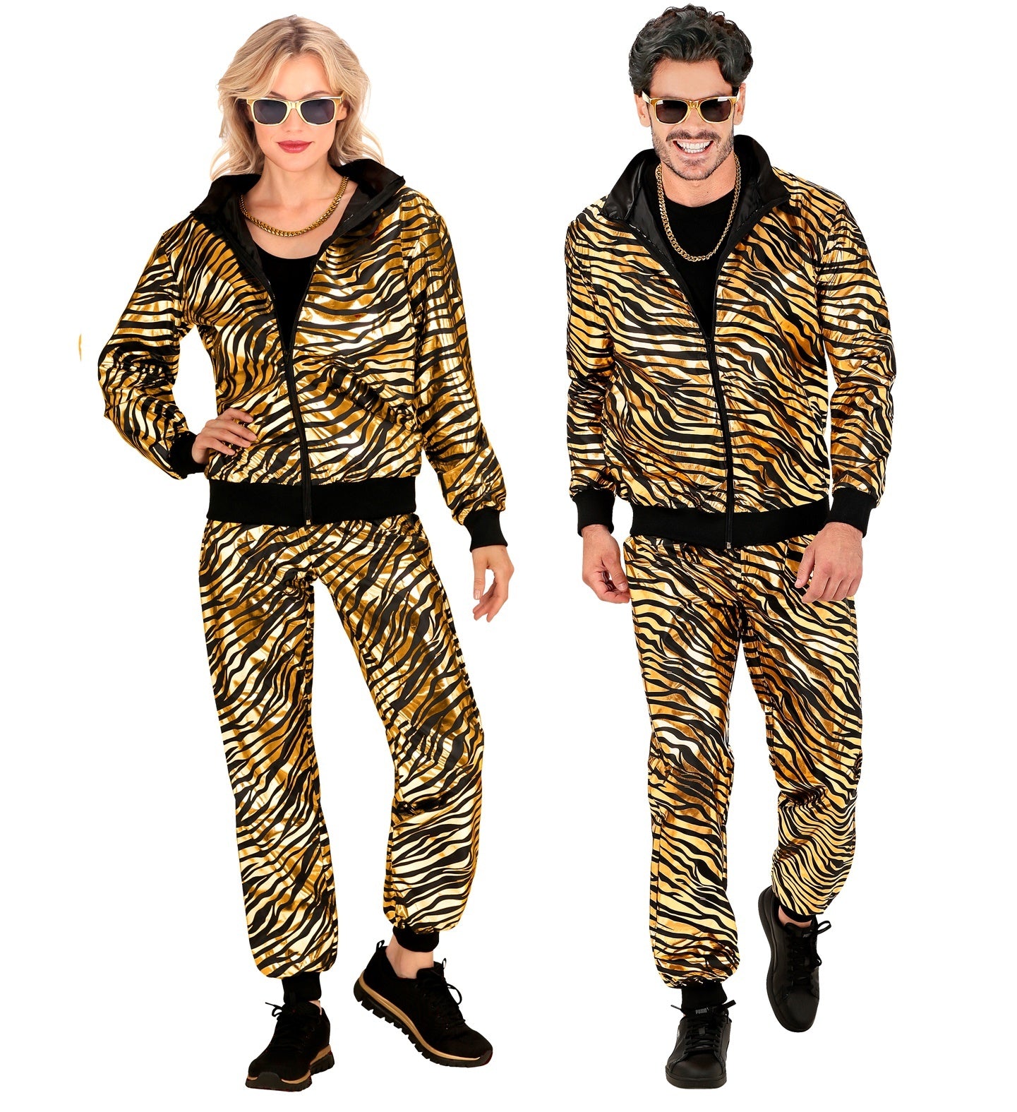 Widmann - Leeuw & Tijger & Luipaard & Panter Kostuum - Born To Wild As A Tiger Trainngspak Goud Kostuum - goud - XXL - Carnavalskleding - Verkleedkleding