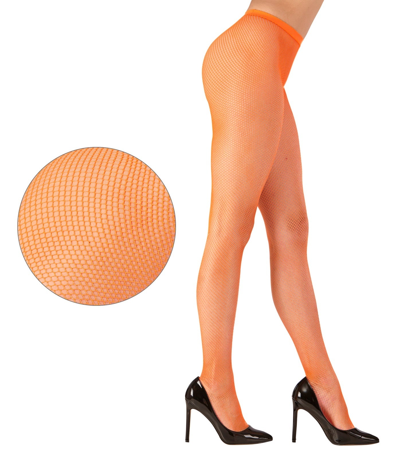 Widmann - Jaren 80 & 90 Kostuum - Visnet Party Panty Neon Oranje - oranje - Carnavalskleding - Verkleedkleding
