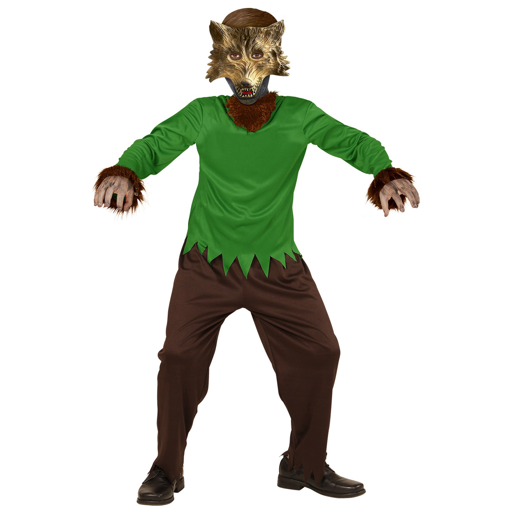 Widmann - Weerwolf Kostuum - Funky Weerwolf - Jongen - groen,bruin - Maat 116 - Halloween - Verkleedkleding