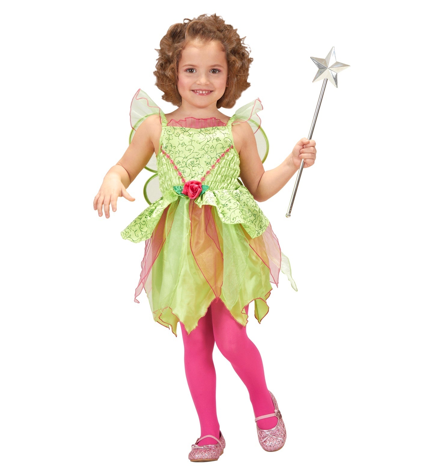 Widmann - Elfen Feeen & Fantasy Kostuum - Magische Fee Sprookjesbos - Meisje - groen - Maat 110 - Carnavalskleding - Verkleedkleding