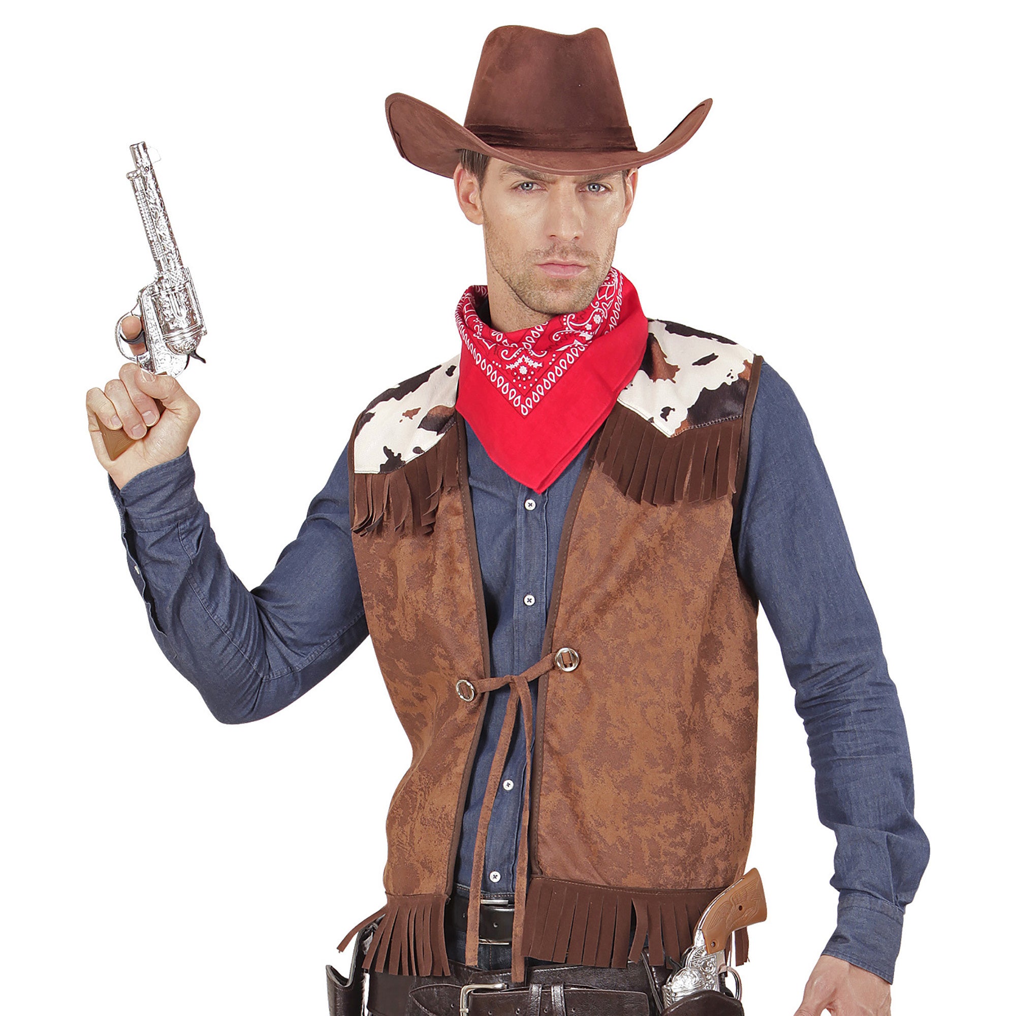 Widmann - Cowboy & Cowgirl Kostuum - Cowboy Vest Mojave Man - Bruin - XL - Carnavalskleding - Verkleedkleding