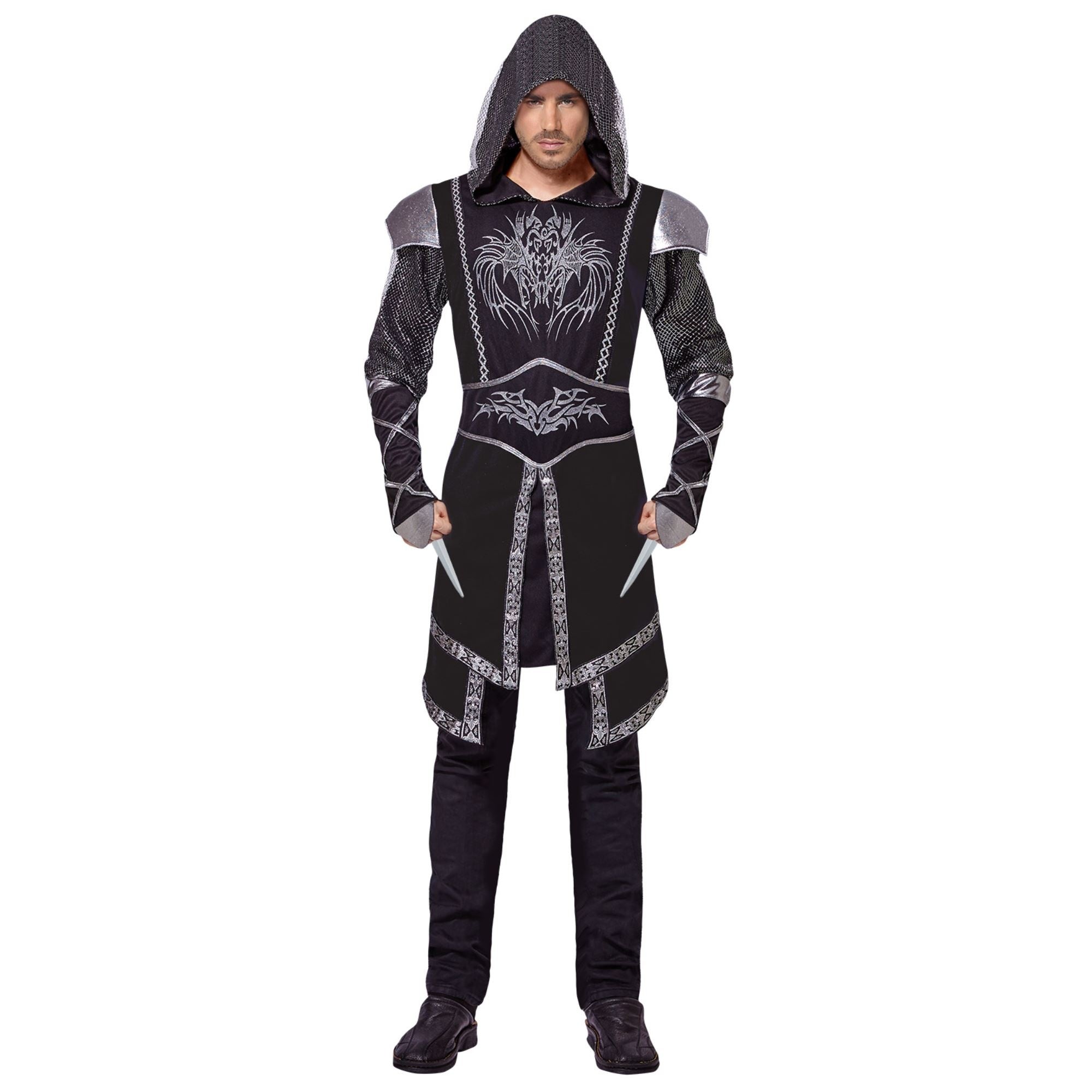 Widmann - Middeleeuwse & Renaissance Strijders Kostuum - Donkere Moordenaar Assisio - Man - zwart - Small - Carnavalskleding - Verkleedkleding